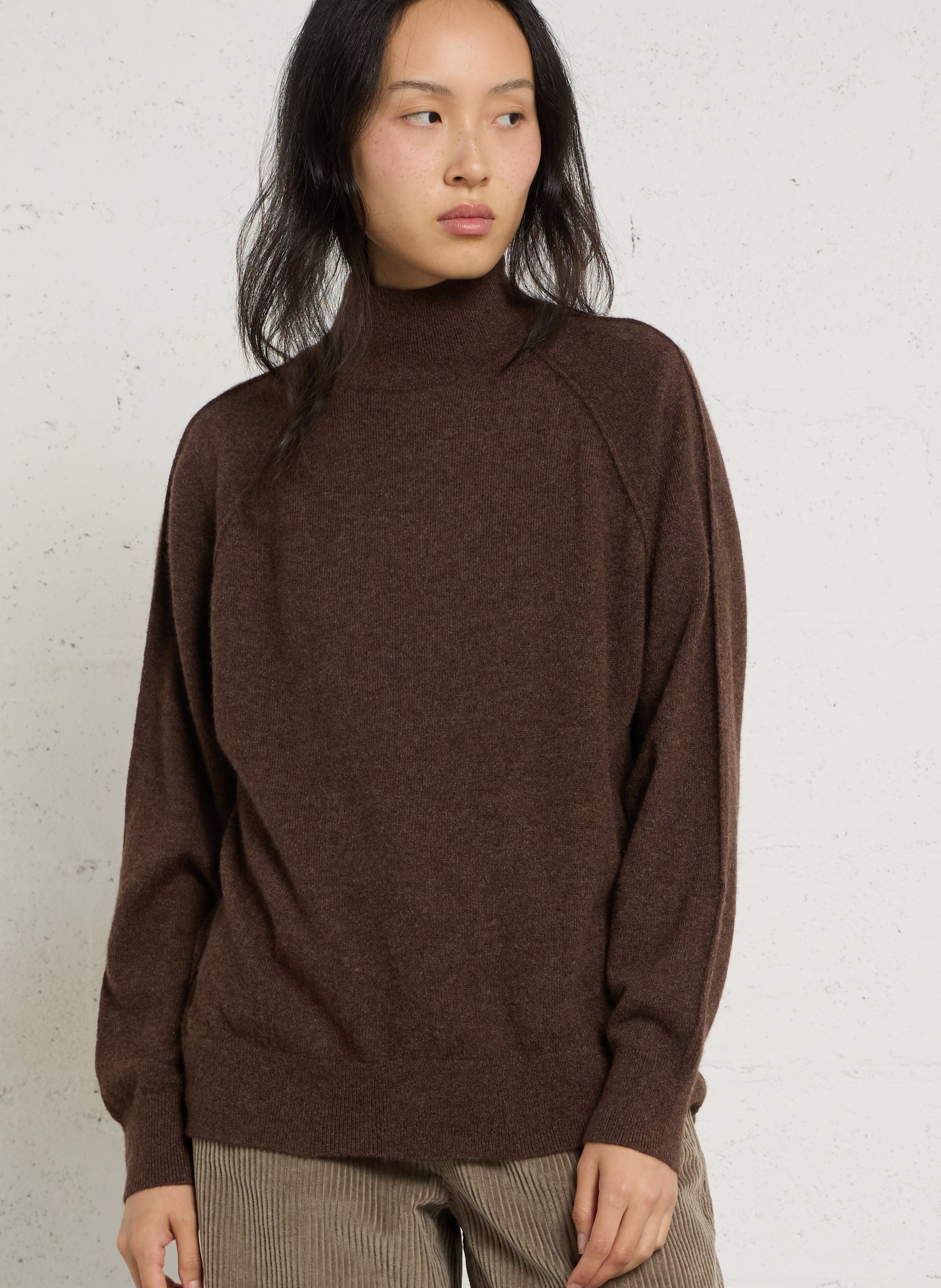 Pull ample col montant en cachemire MAISON 123 Marron