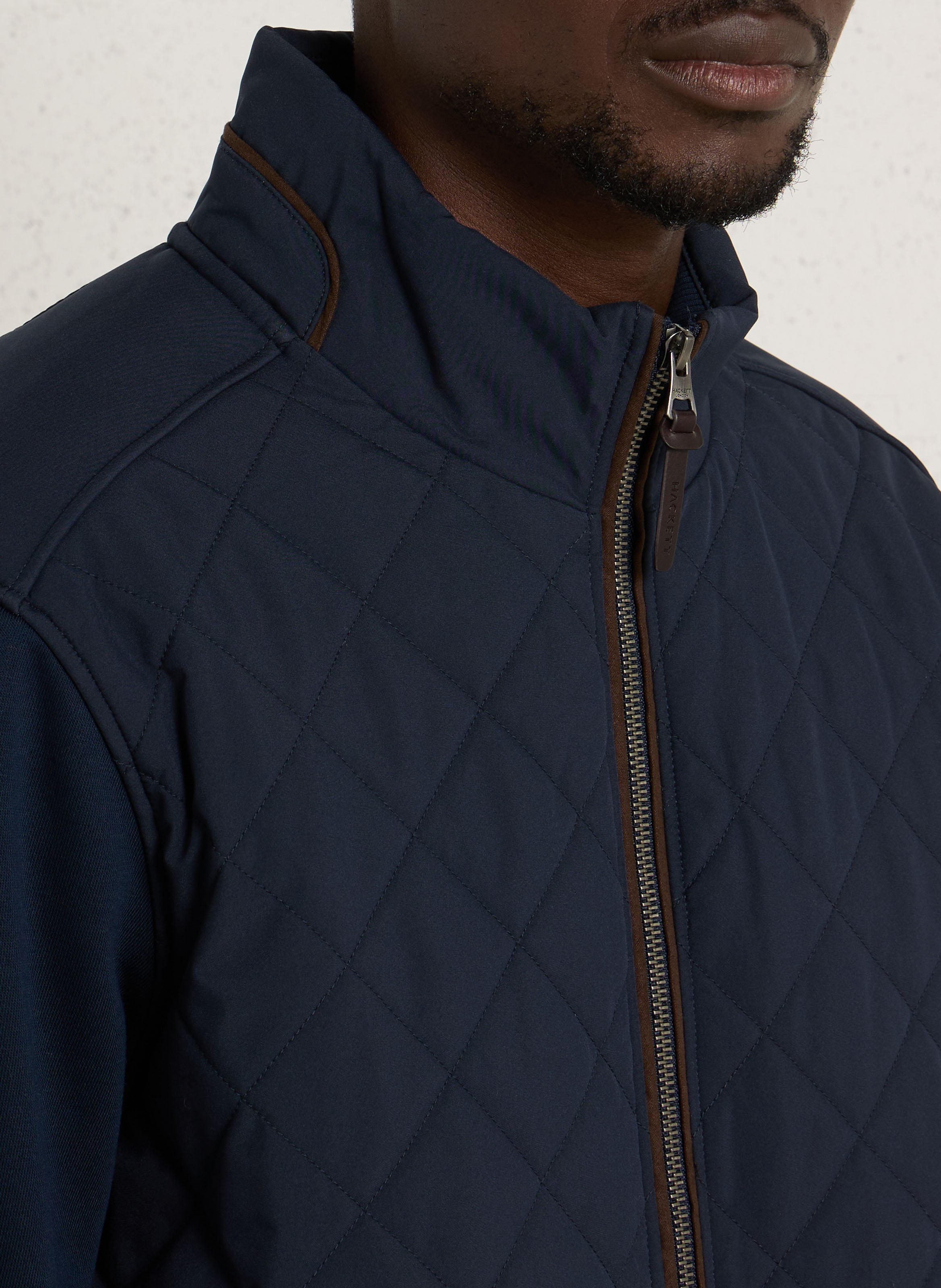 Sweat col montant en coton mélangé HACKETT Bleu