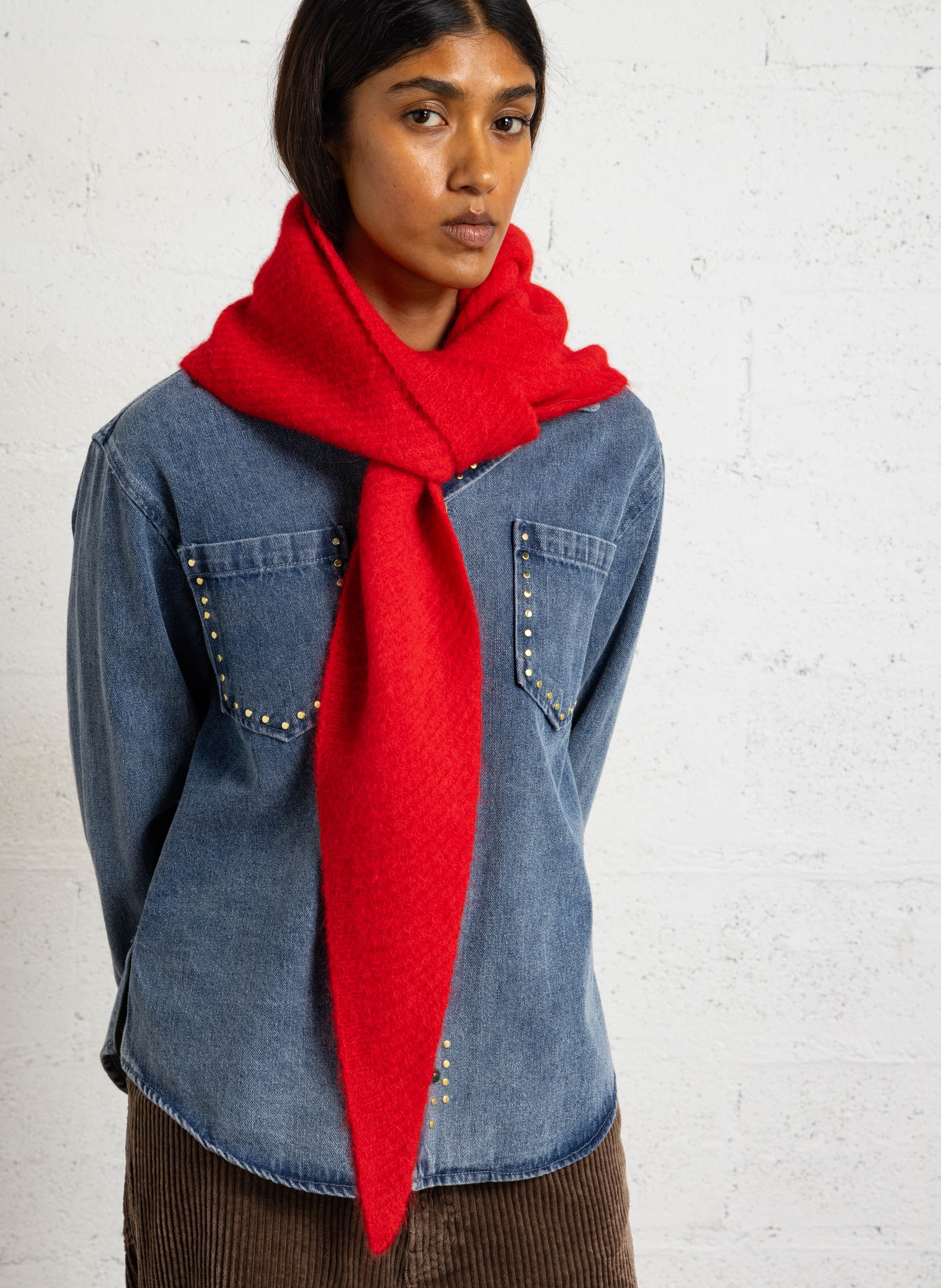Echarpe unie en laine mélangée BECKSONDERGAARD Rouge
