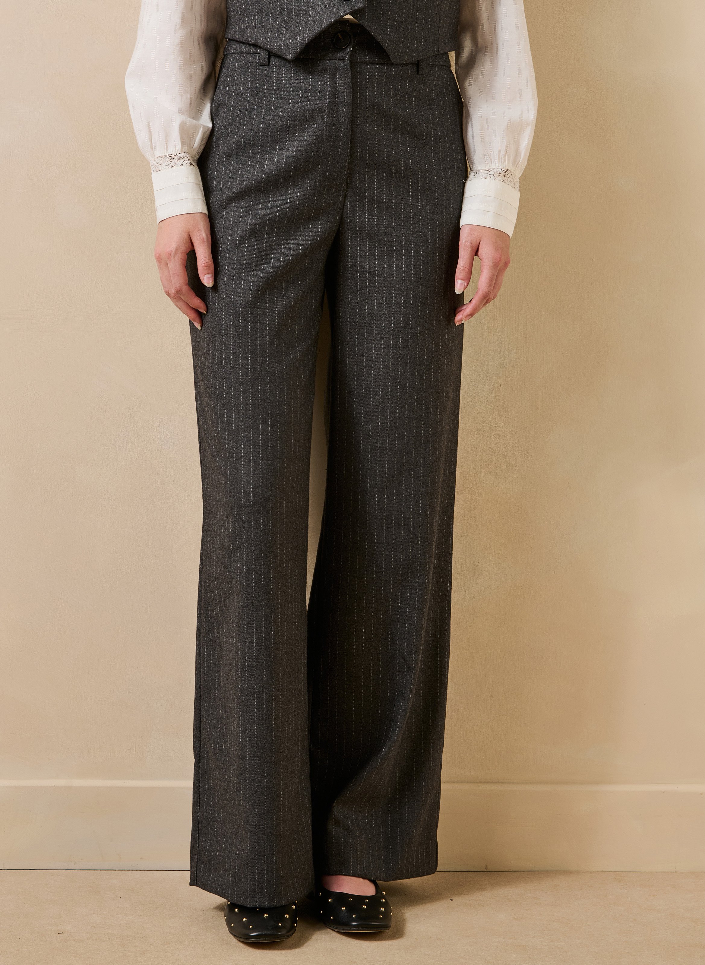 Pantalon large à rayures LA FEE MARABOUTEE Gris