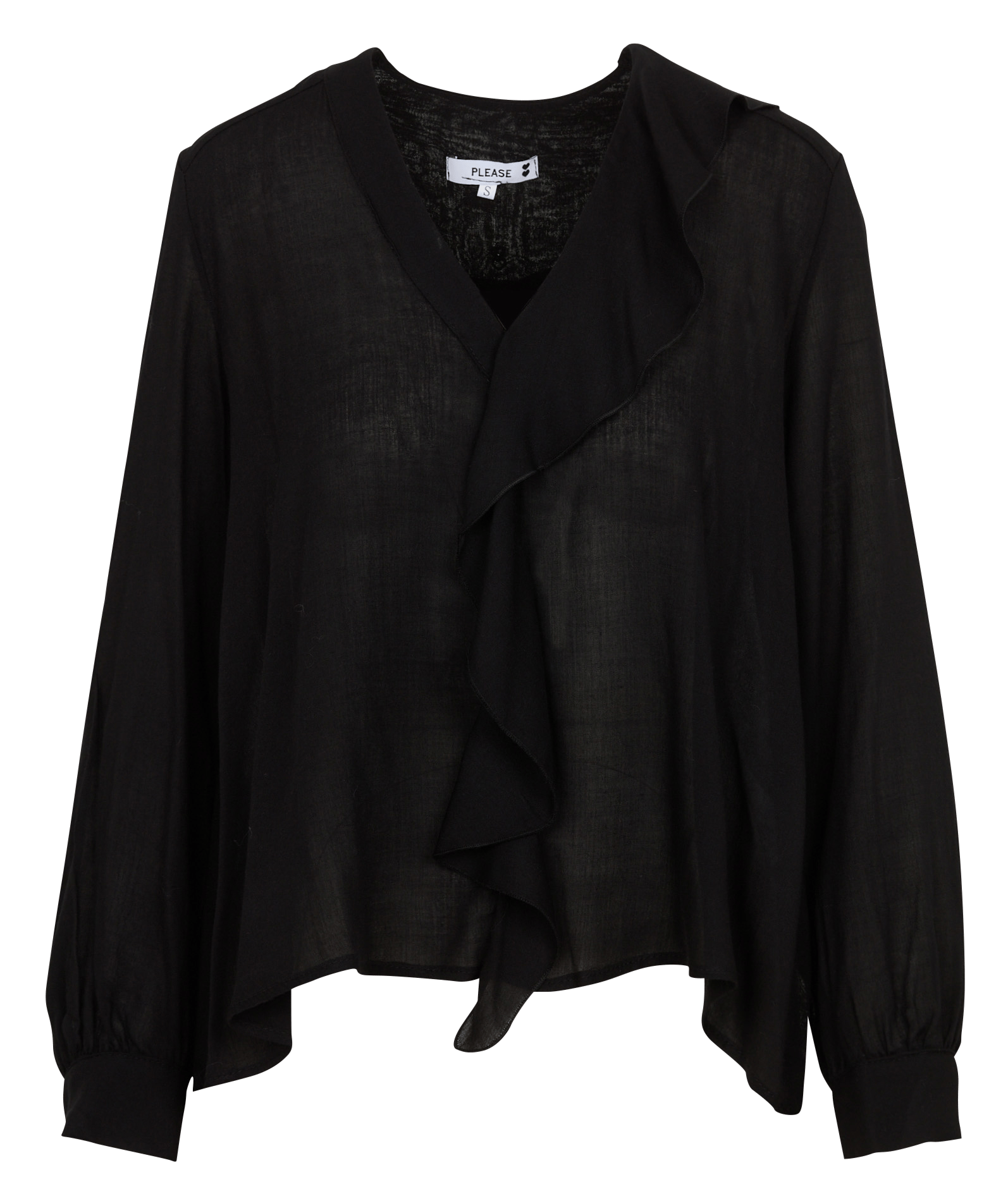 V-neck ruffled solid blouse PLEASE
