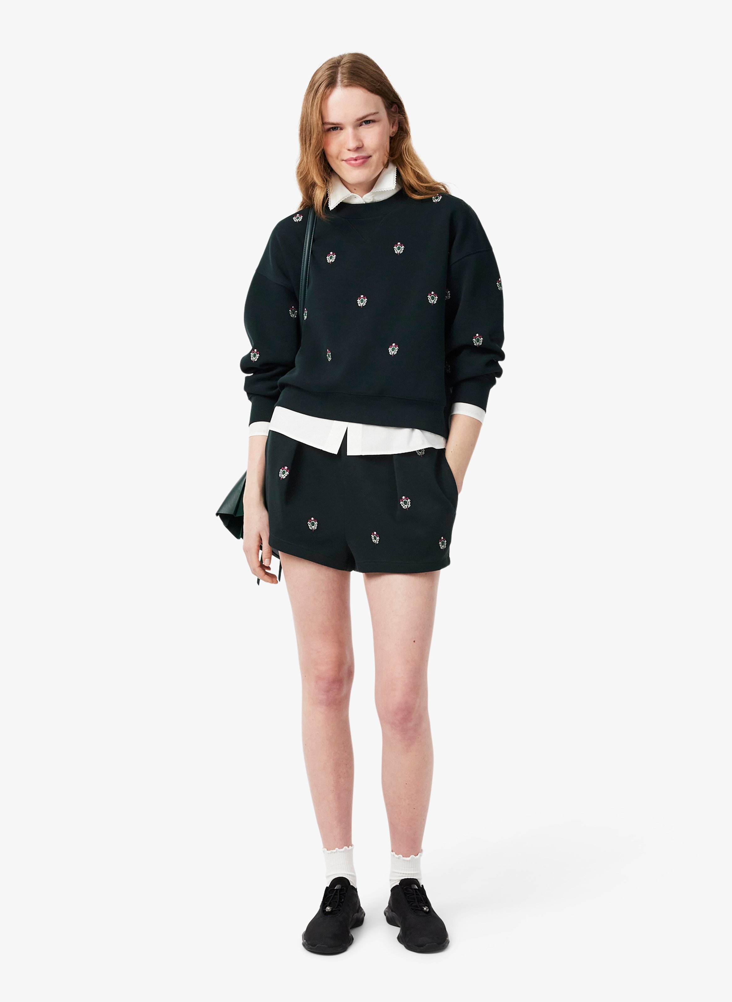 Rechte sweater van katoenmix met borduursel LACOSTE Groen