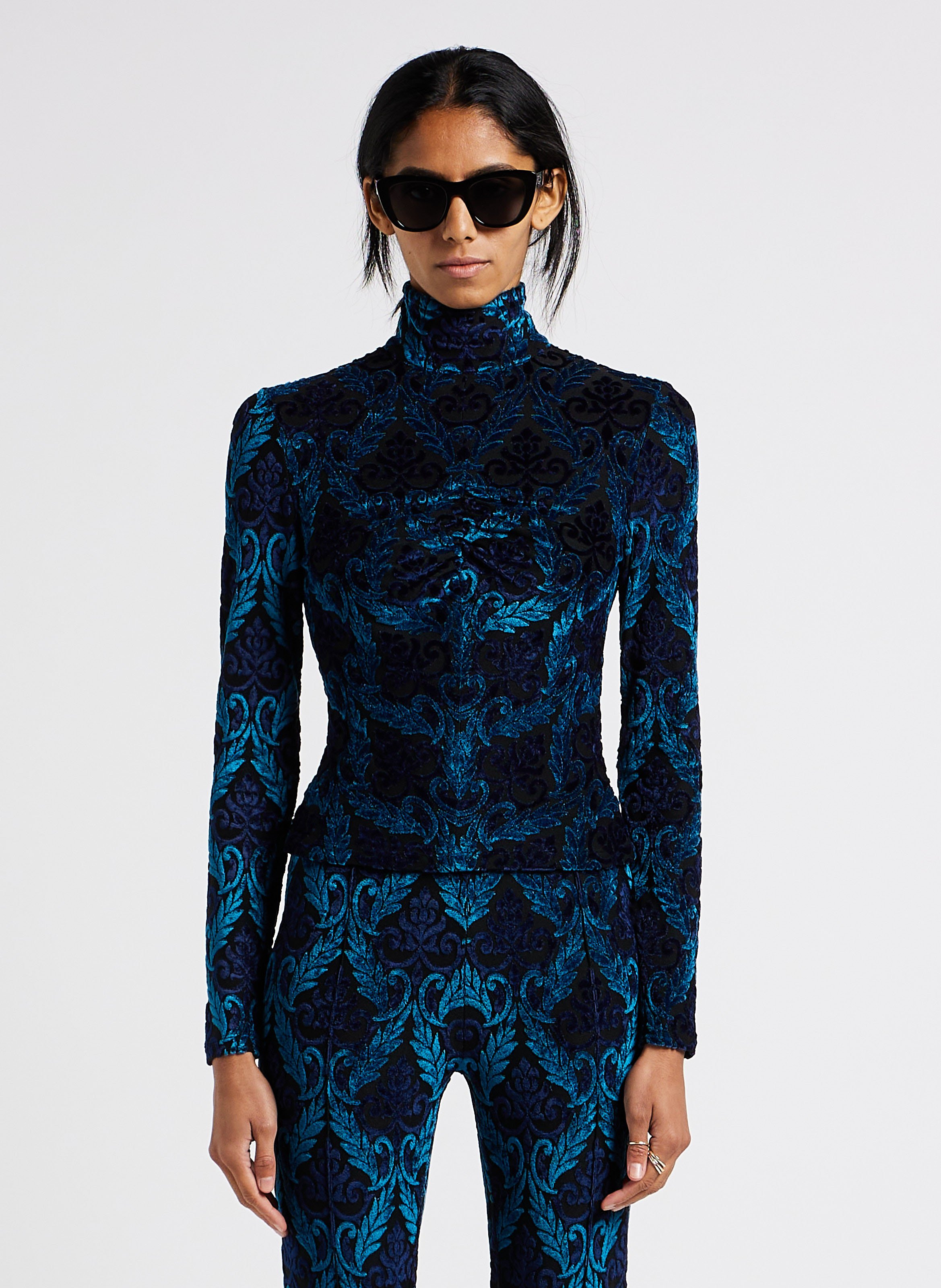 Top moulant texturé à col montant  SONIA RYKIEL Bleu