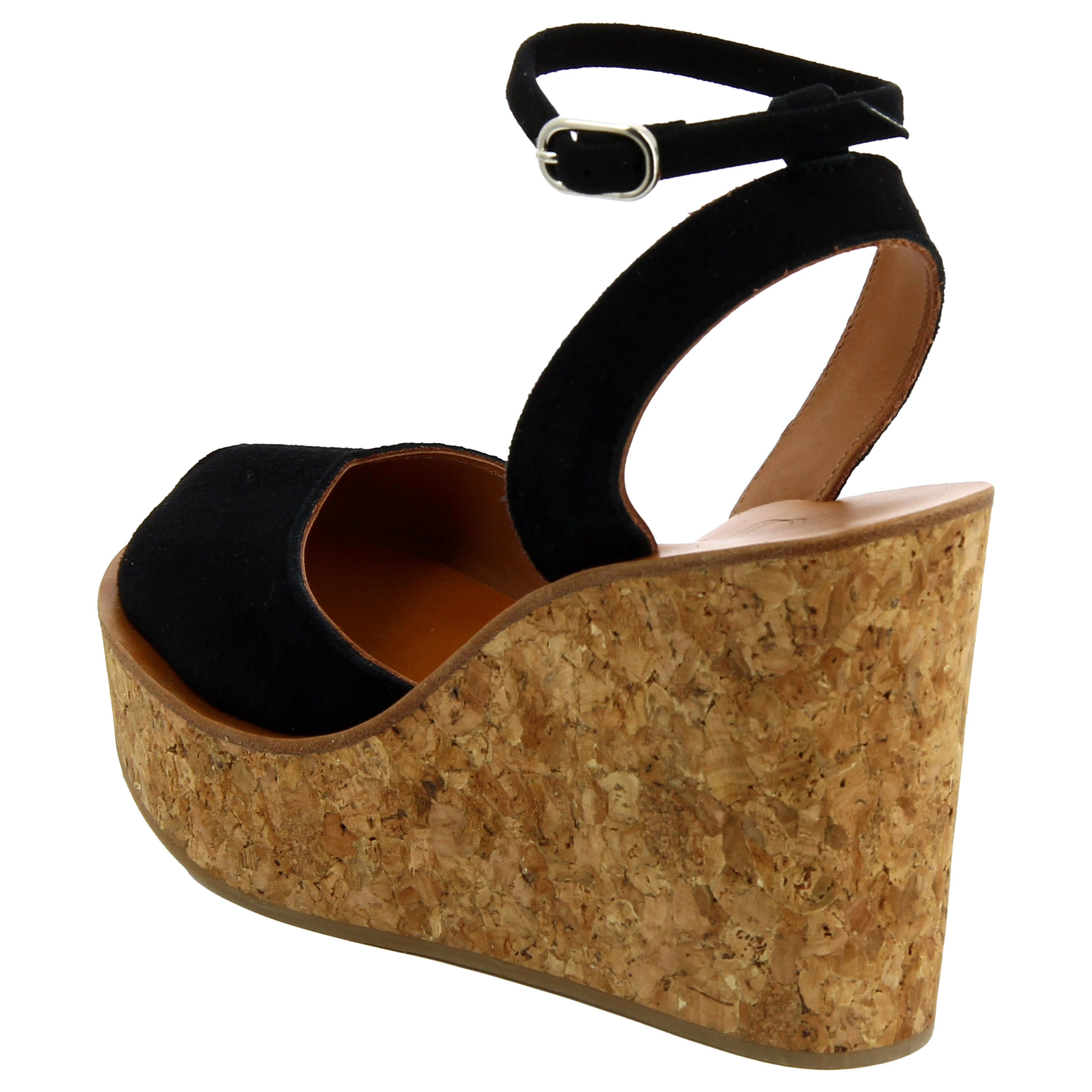 Suede open wedge sandals K JACQUES Black
