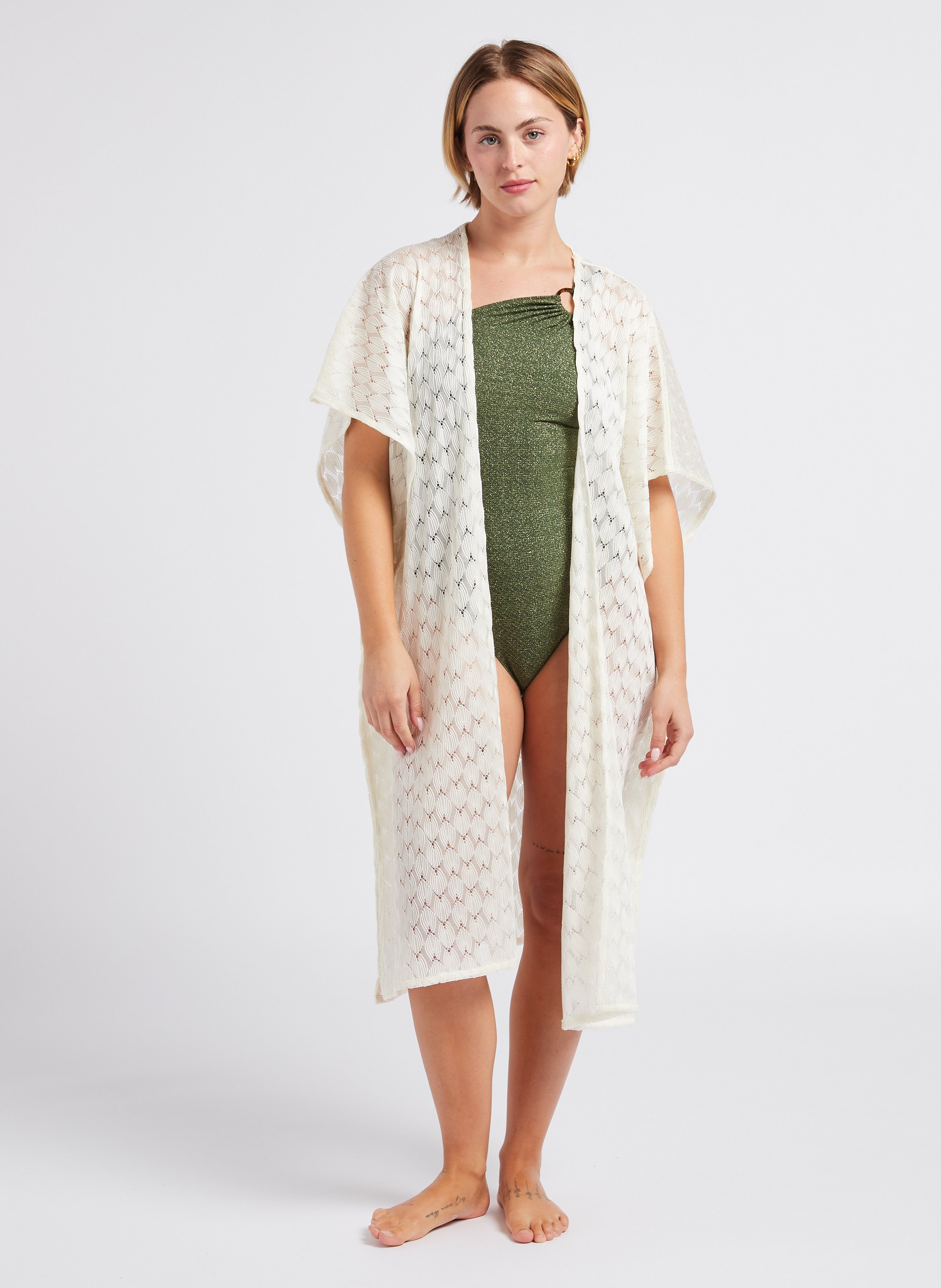 Asymmetric one-piece swimsuit LA NOUVELLE Khaki