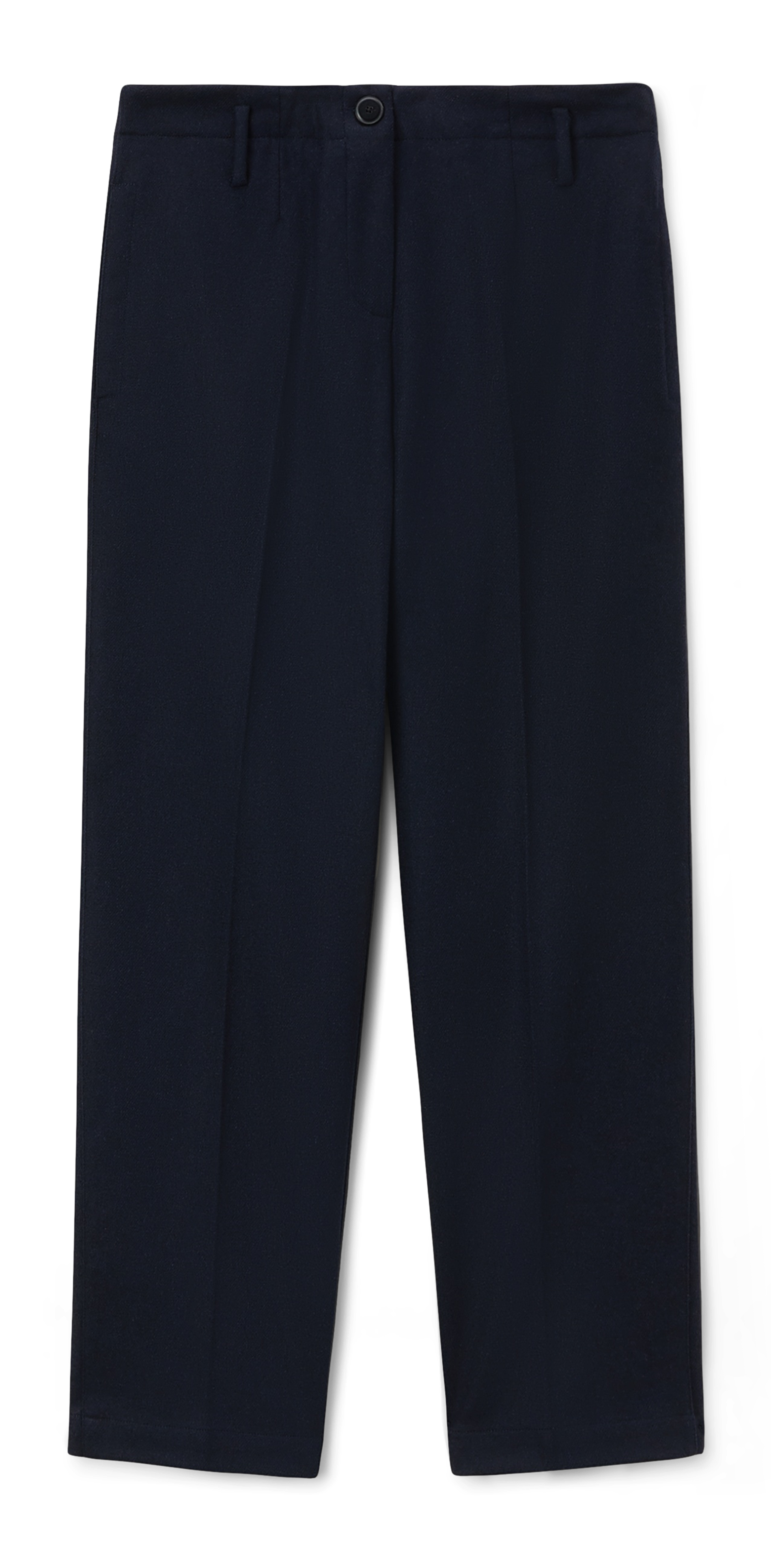 Pantalon droit en laine mélangée POMANDERE Bleu