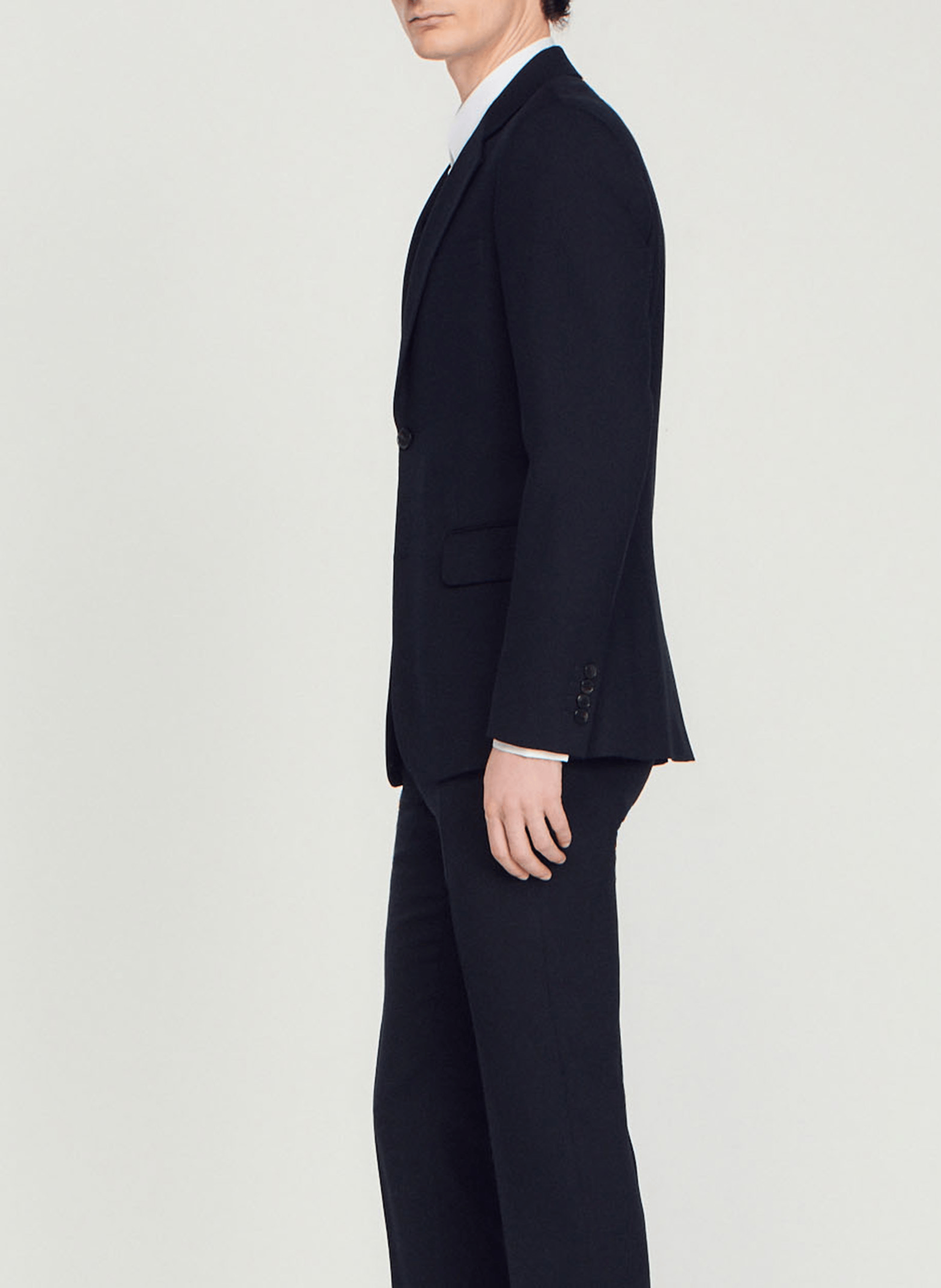 Veste col tailleur en laine SANDRO Bleu