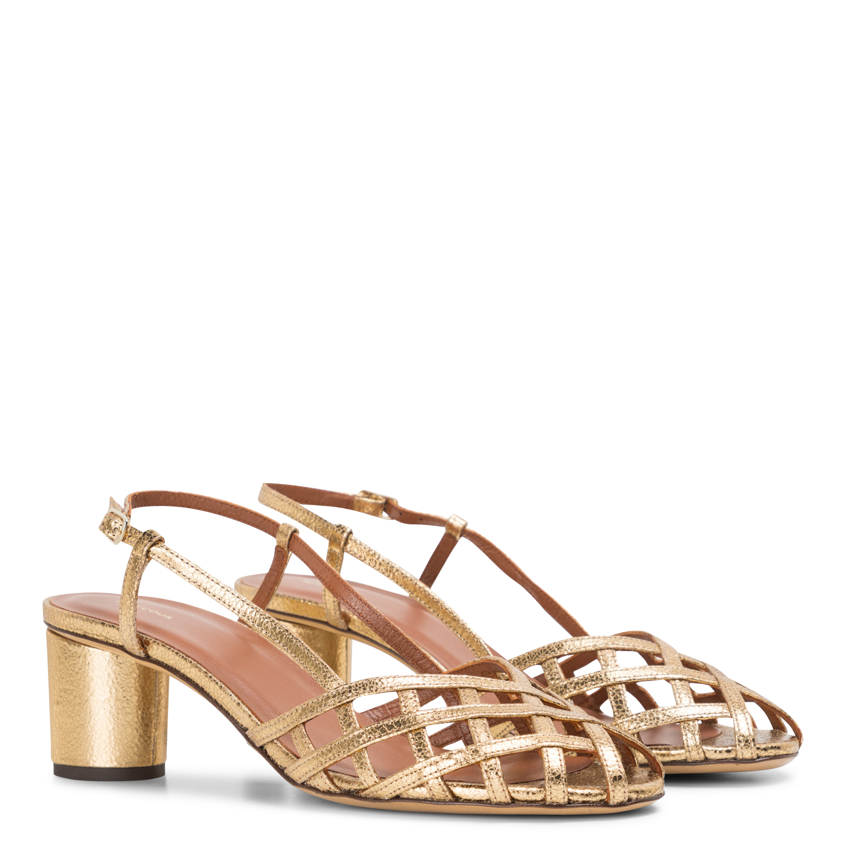 Slingbacks en cuir métallisé RIVECOUR Doré