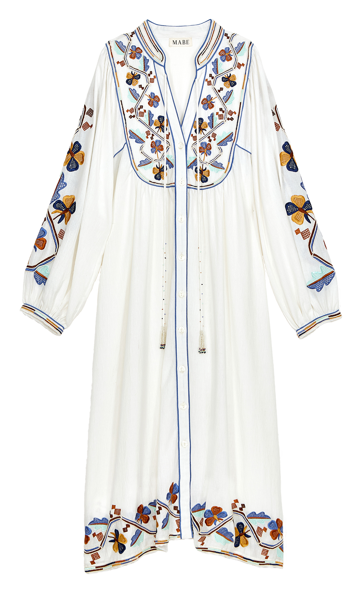 Baumwoll-Midikleid mit Henley-Ausschnitt Mehrfarbig