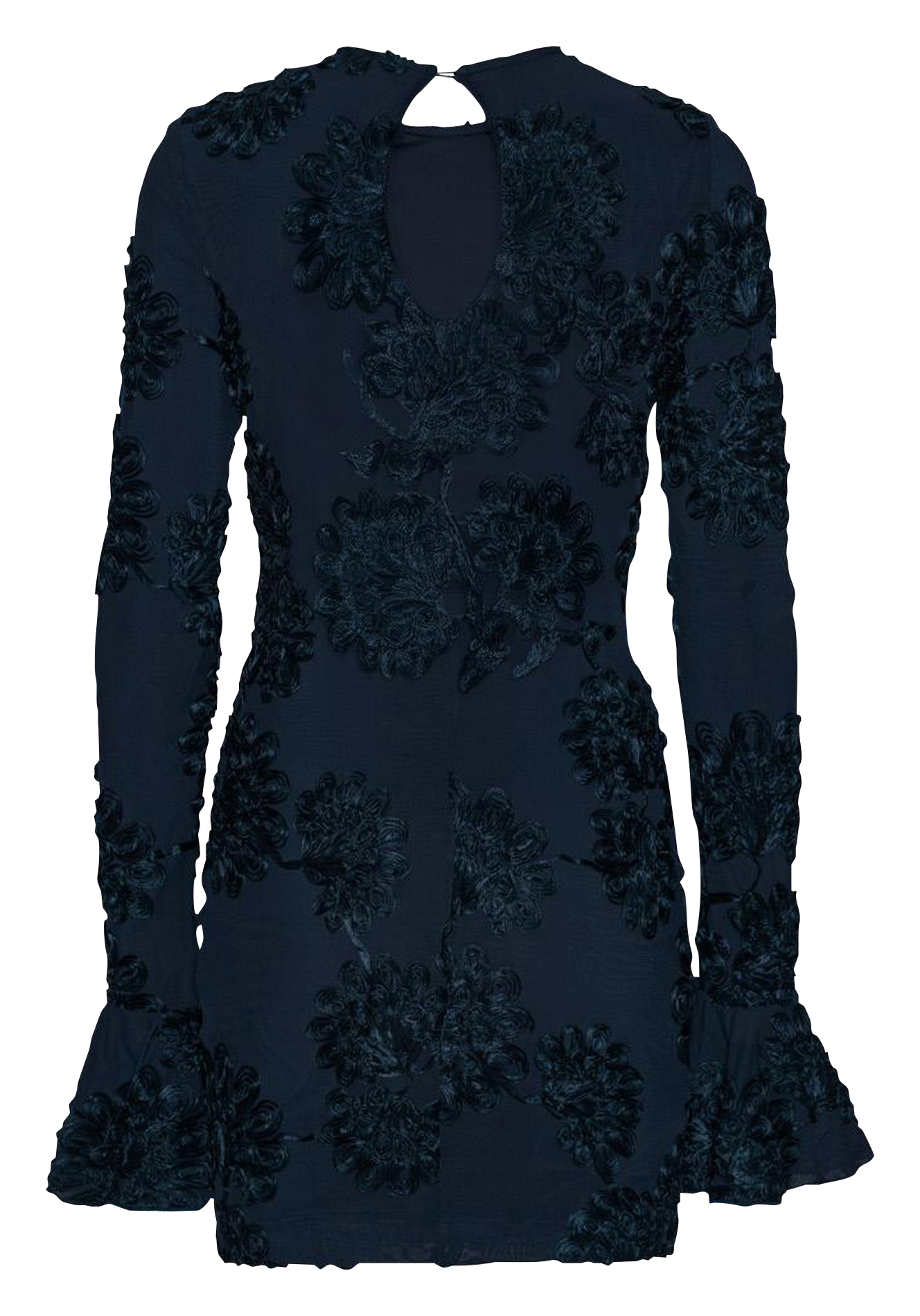 Short embroidered dress with round neck ROTATE Blue