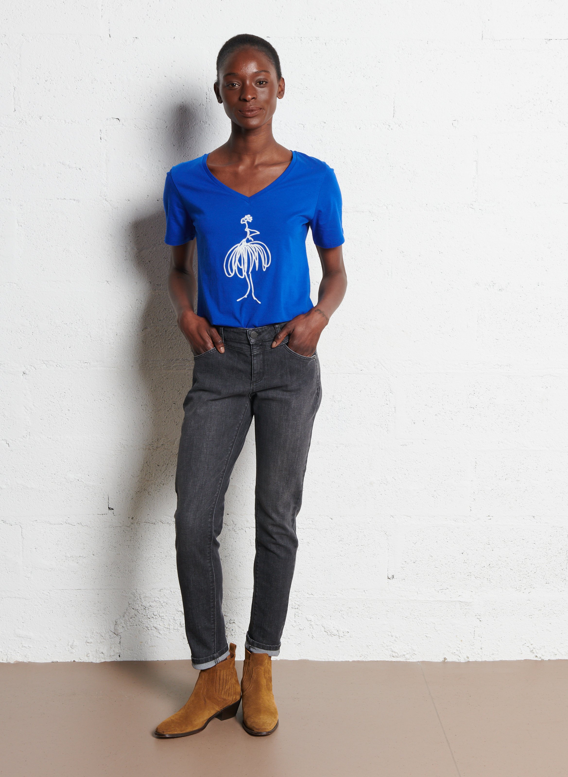 Jean slim en coton mélangé ONE STEP Gris