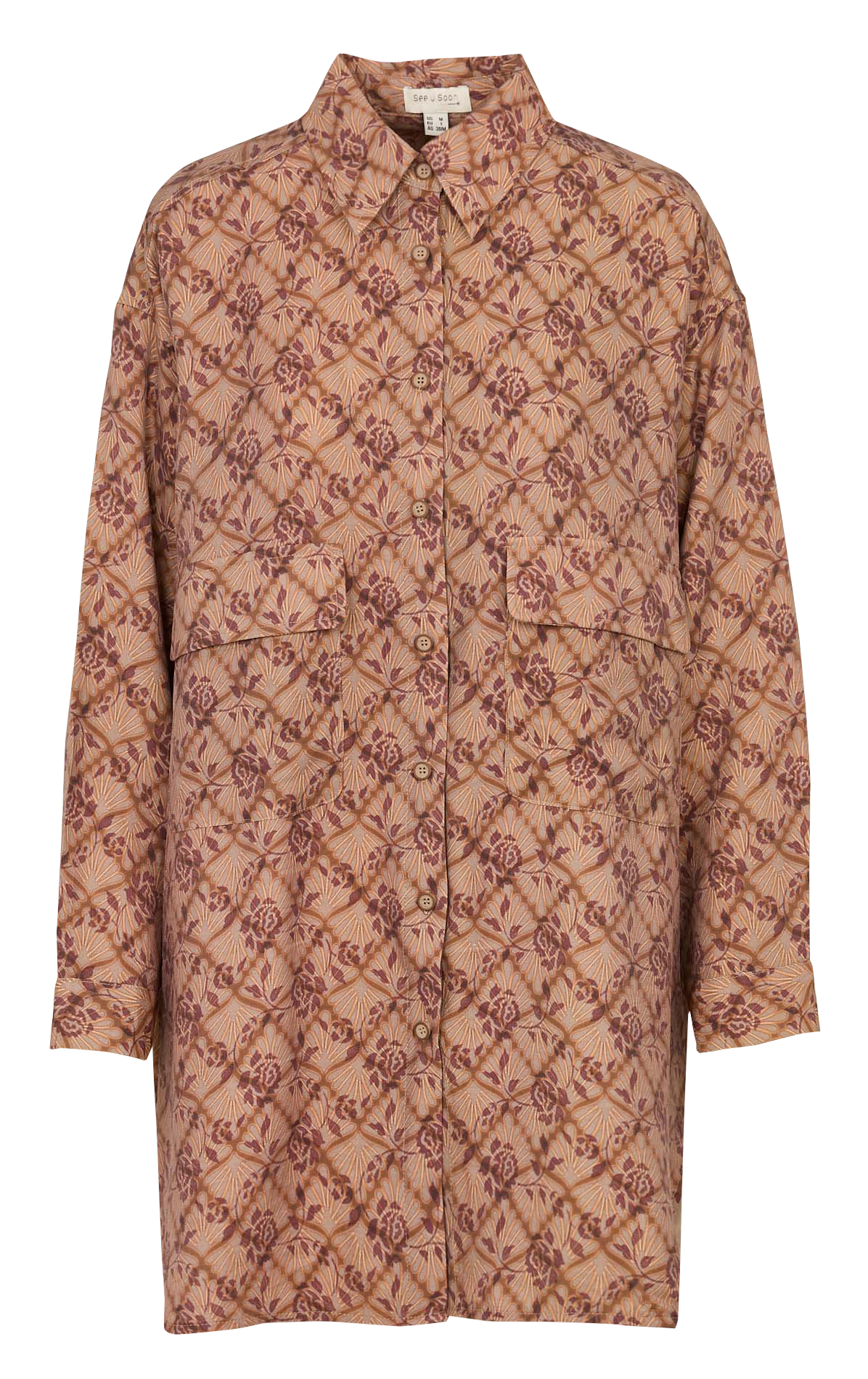 Robe courte ample col classique SEE U SOON Beige