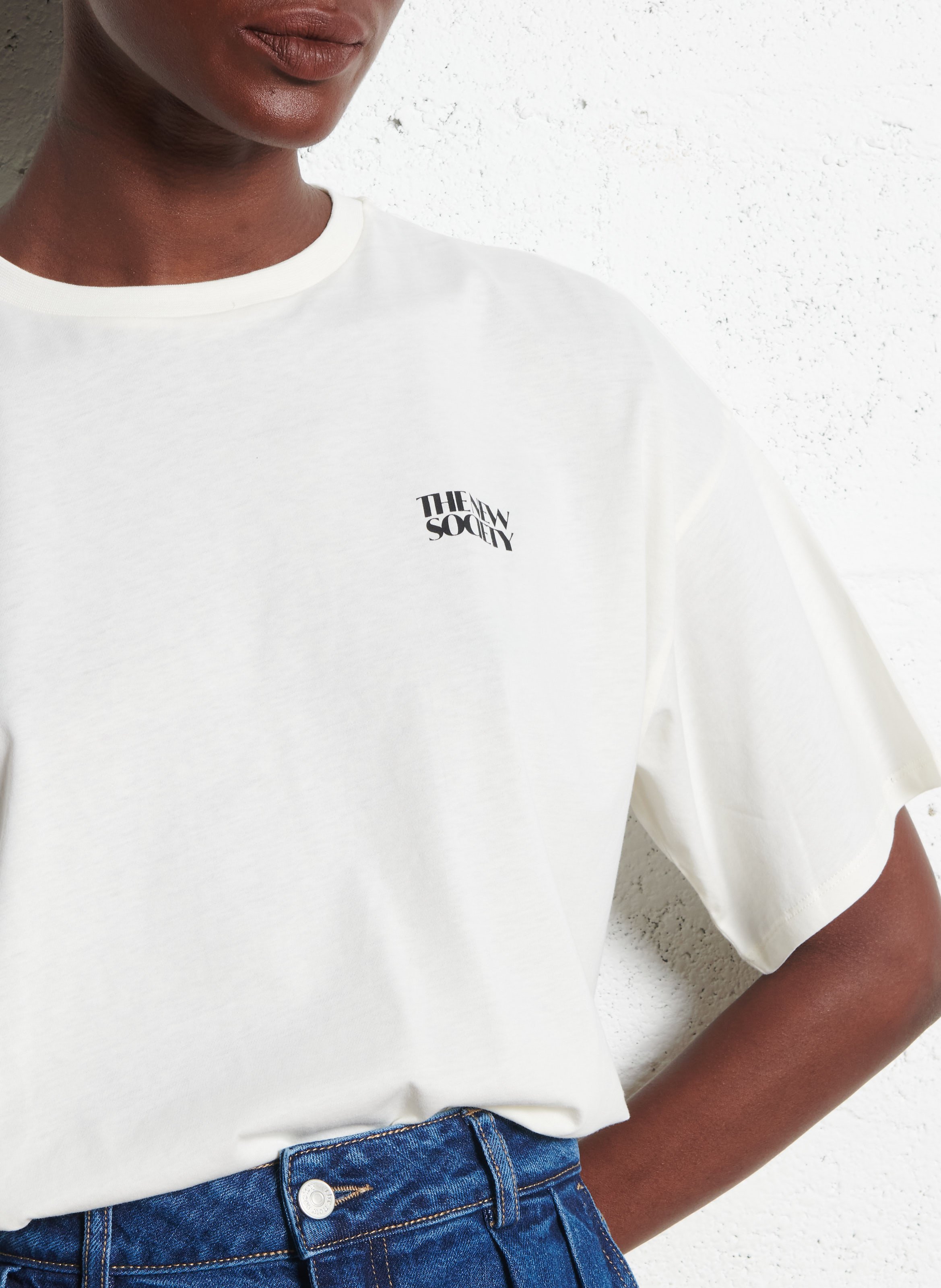 Katoenen T-shirt met ronde hals  THE NEW SOCIETY Wit