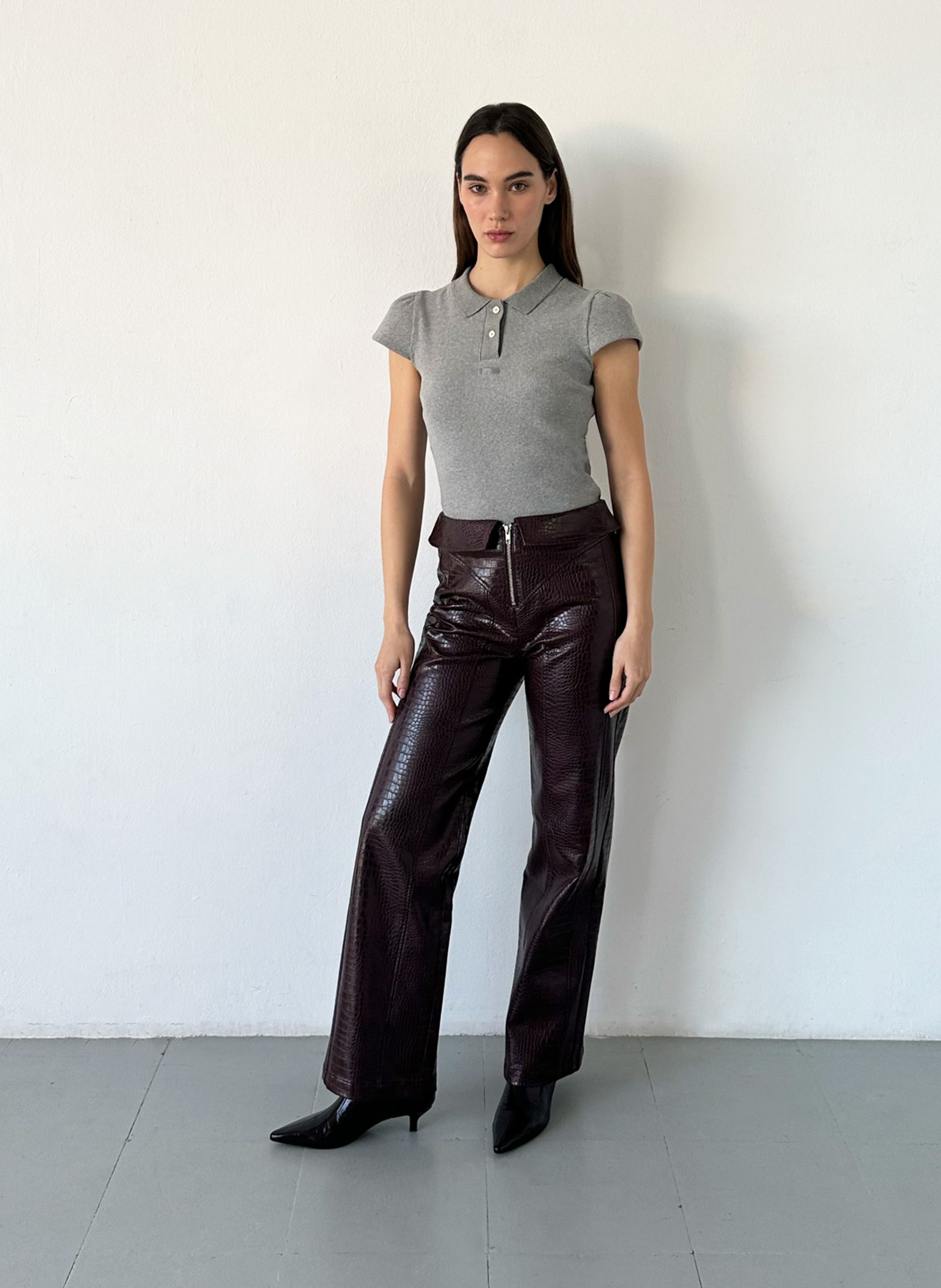 Leather-effect straight-leg pants LAAGAM Red