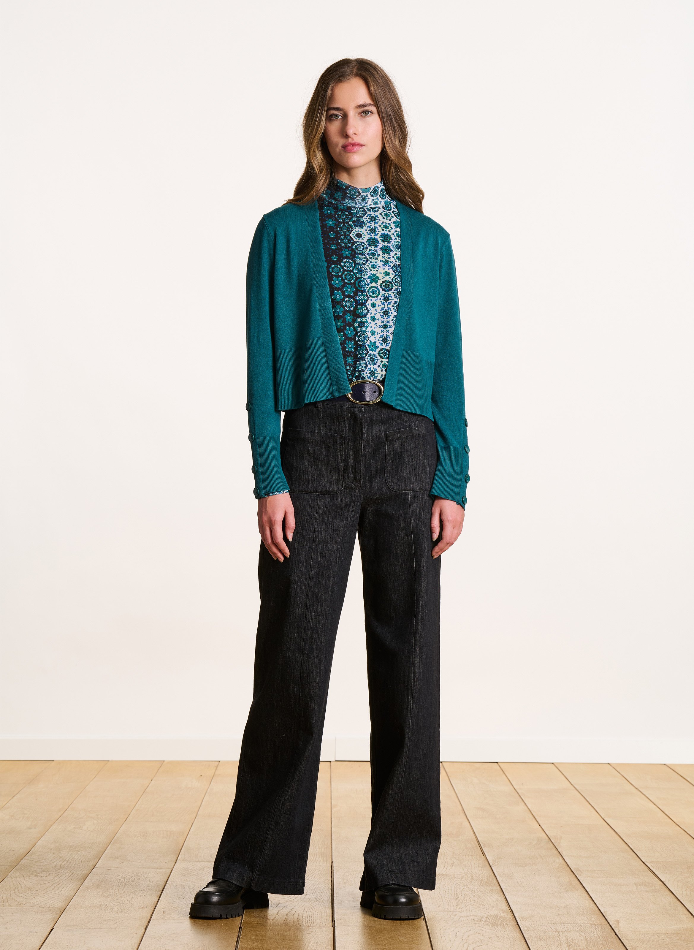 Korte rechte dunne vest LA FEE MARABOUTEE Groen