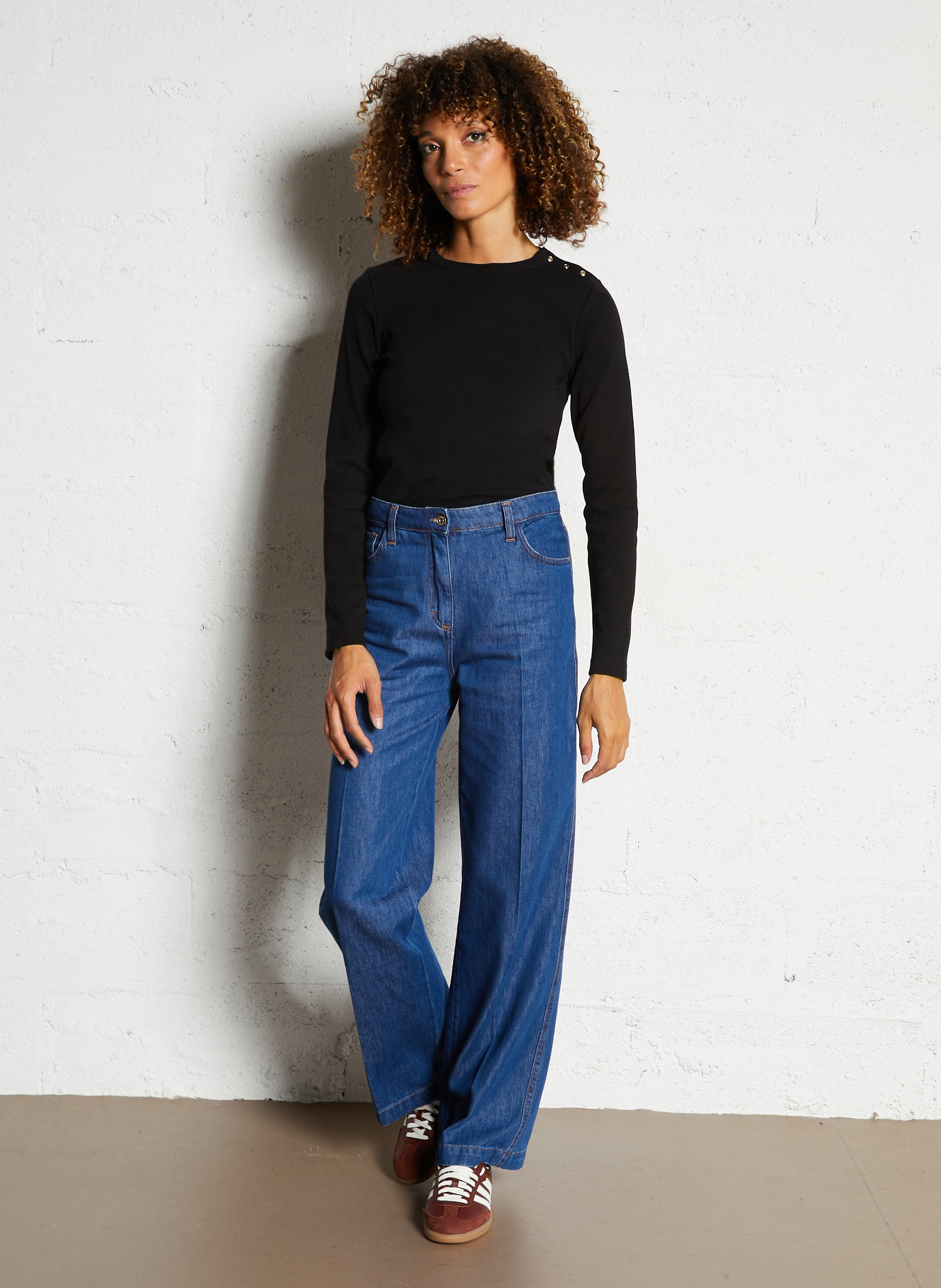 Round-neck straight-cut cotton-blend T-shirt ARMOR LUX Black