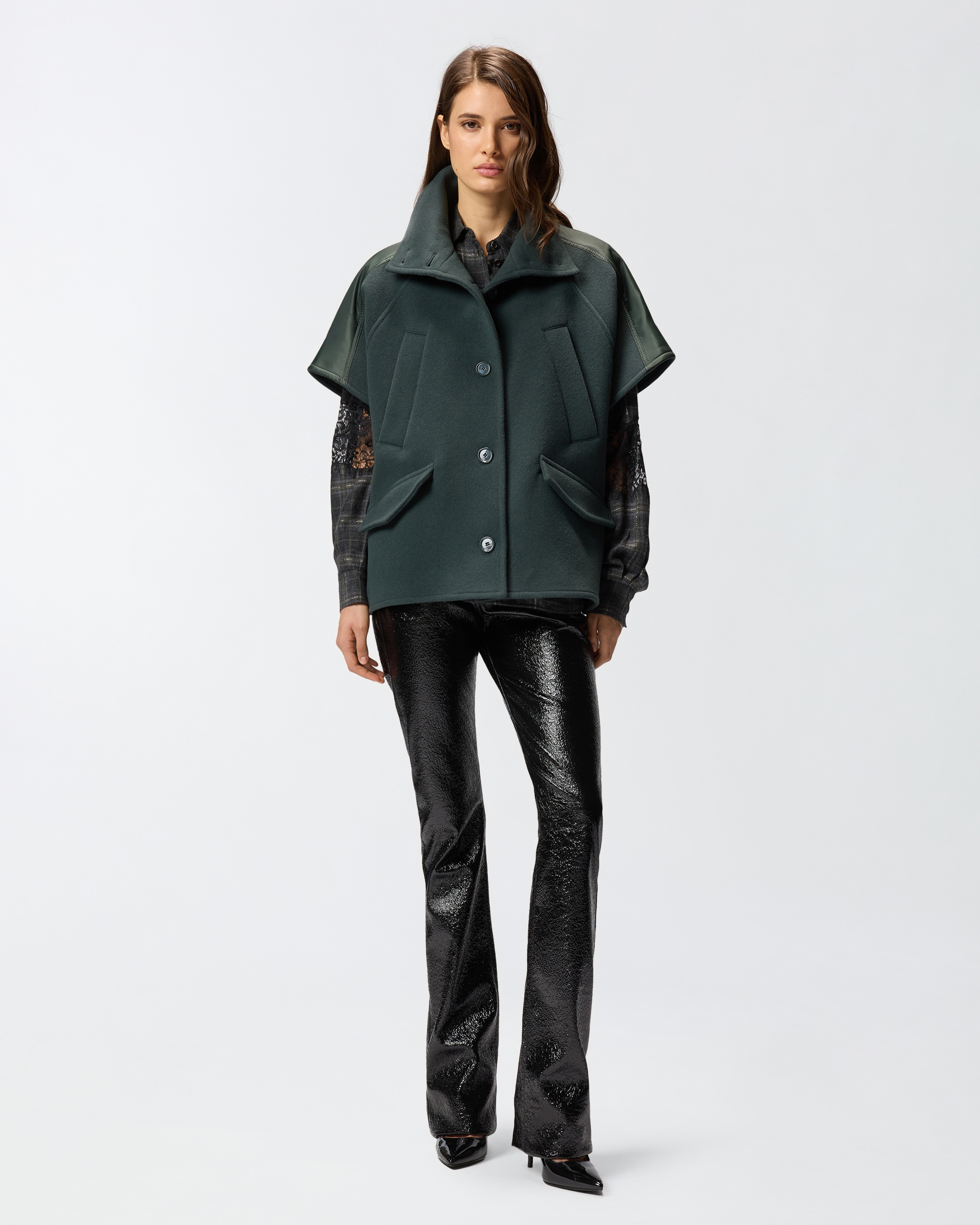 High-neck wool cape PINKO Multicolored