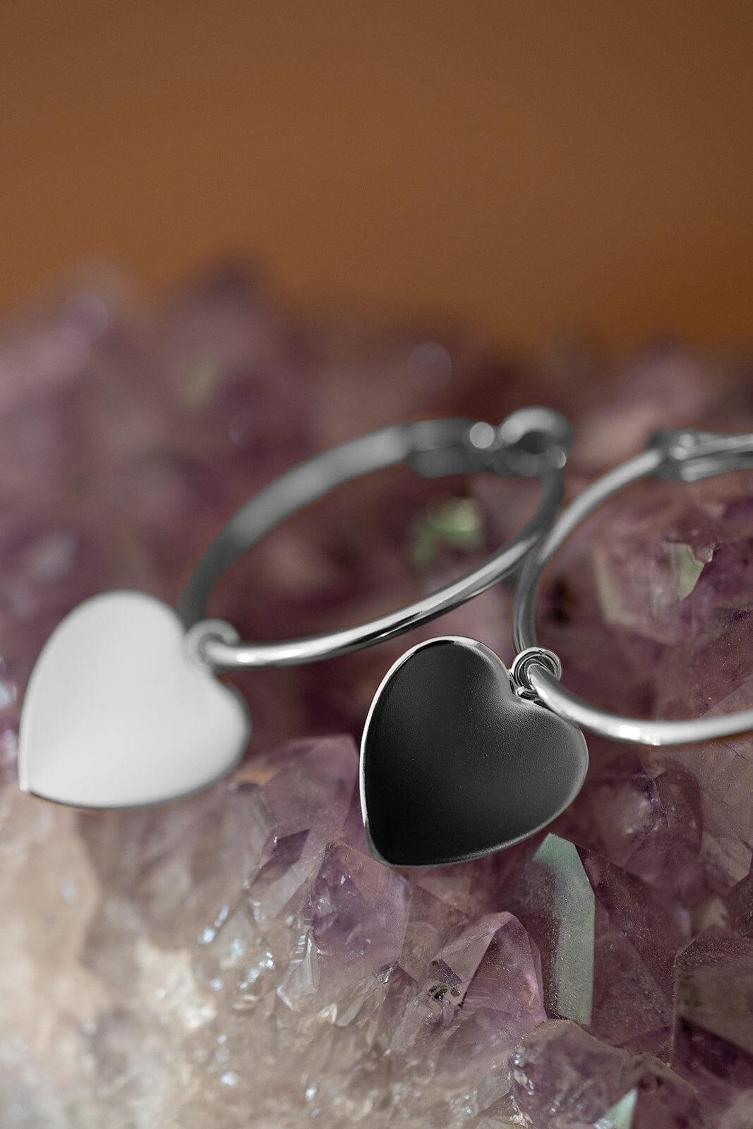 Small silver plated heart-shaped hoop earrings MONSIEUR SIMONE Silver