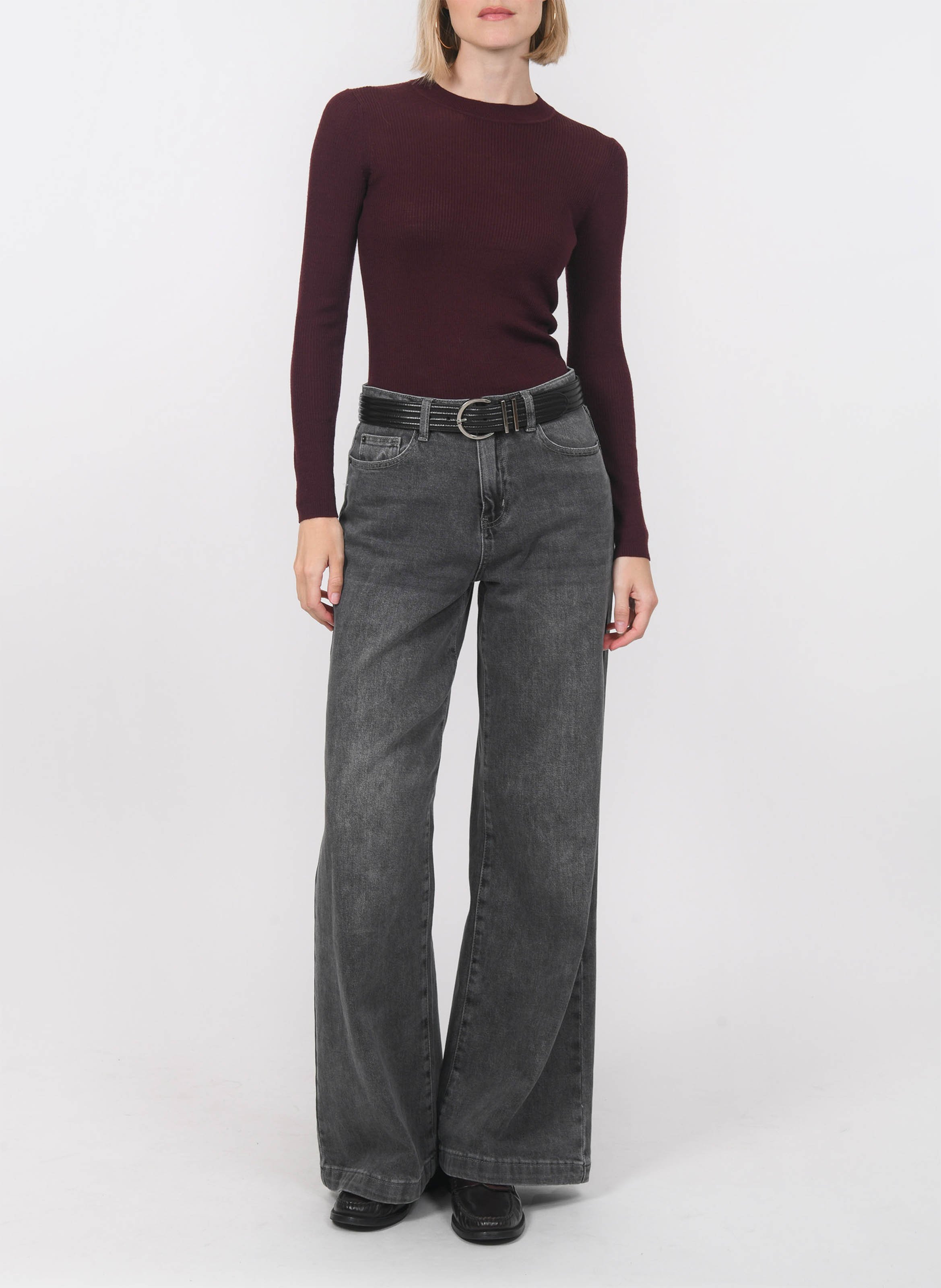 Pull col rond en laine mélangée KOOKAI Rouge