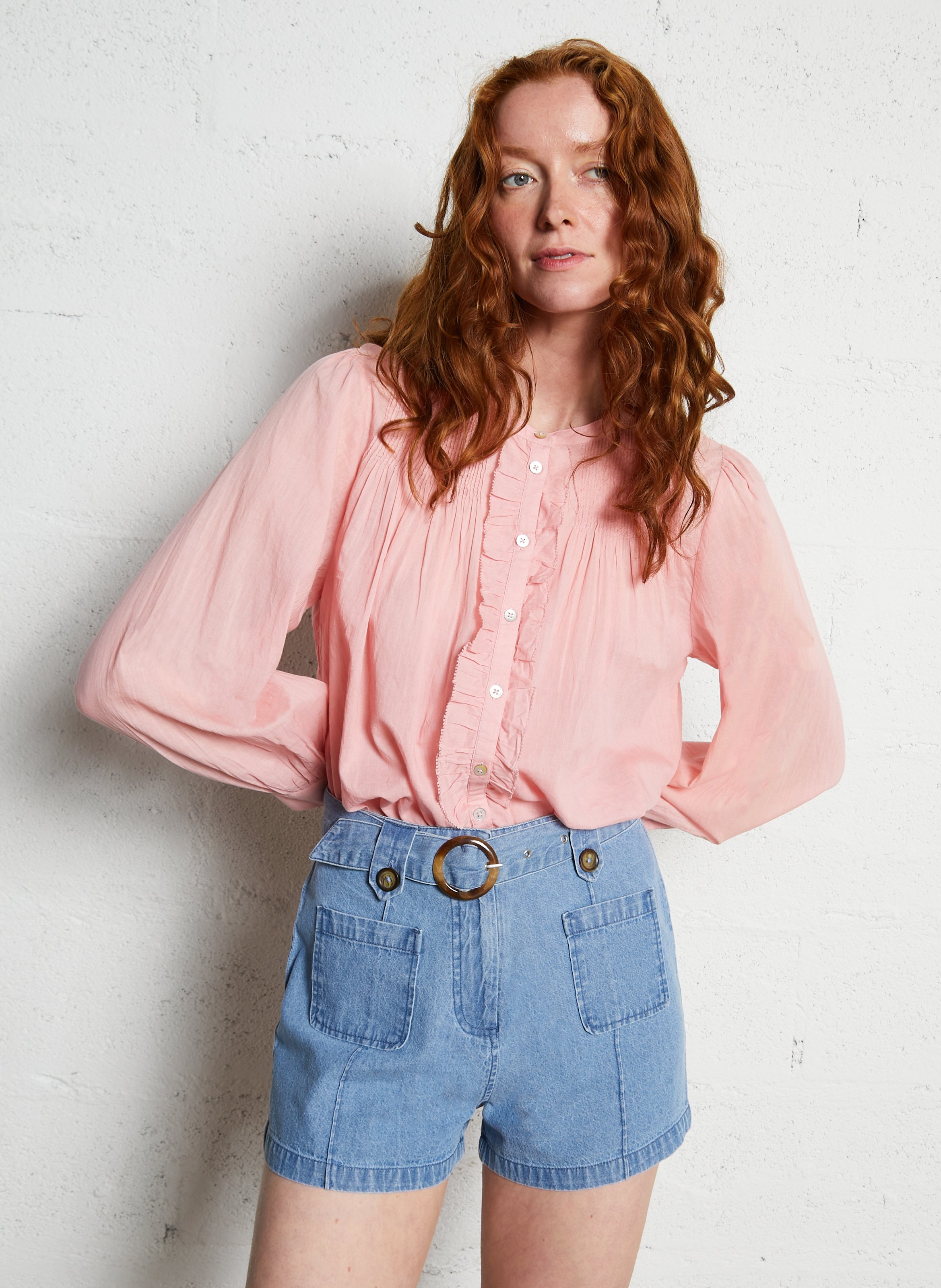 Round-neck organic cotton shirt EMILE ET IDA Pink