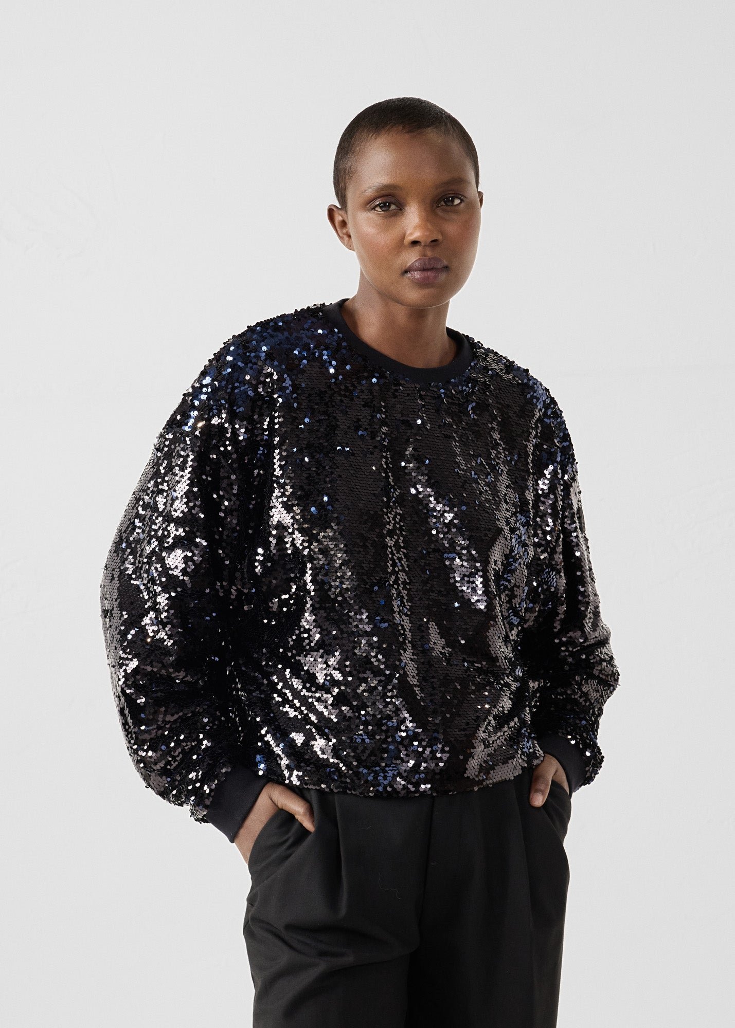 Black/Blue Sequin Sweatshirt JOTT Black