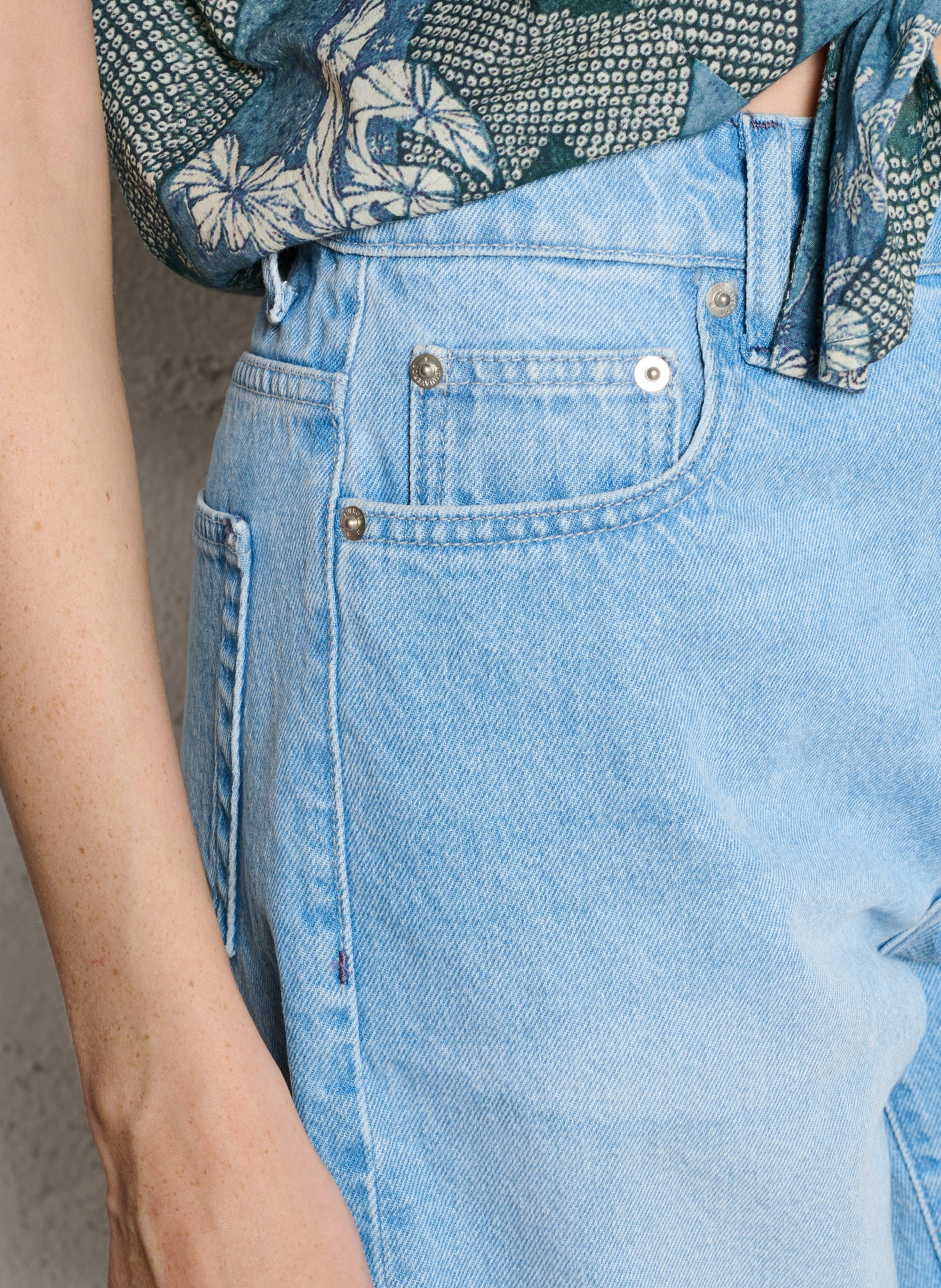 Bermuda droit en denim de coton ACQUAVERDE Bleu