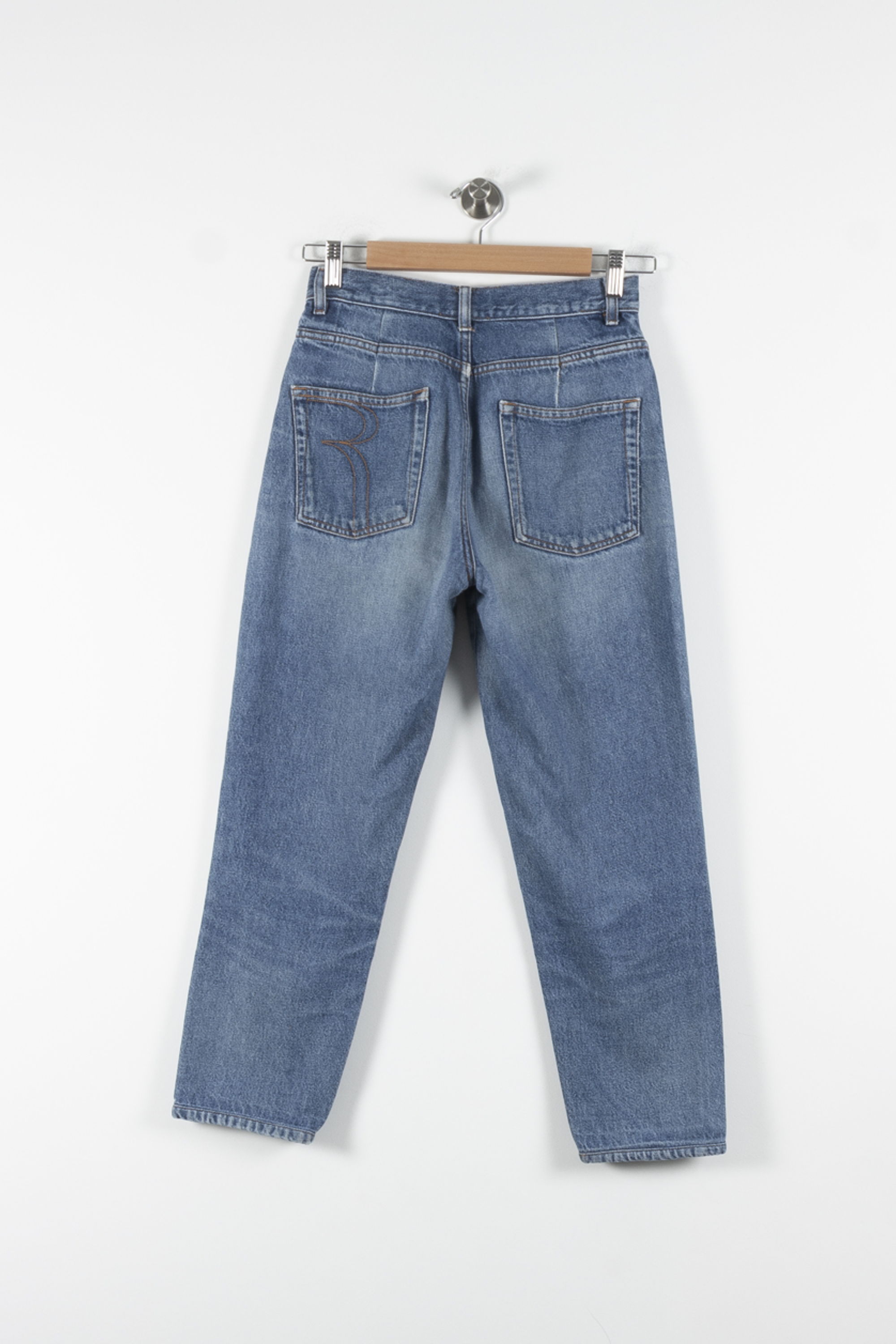Cropped slim jeans with studs ROUJE - Seconde Main Blue