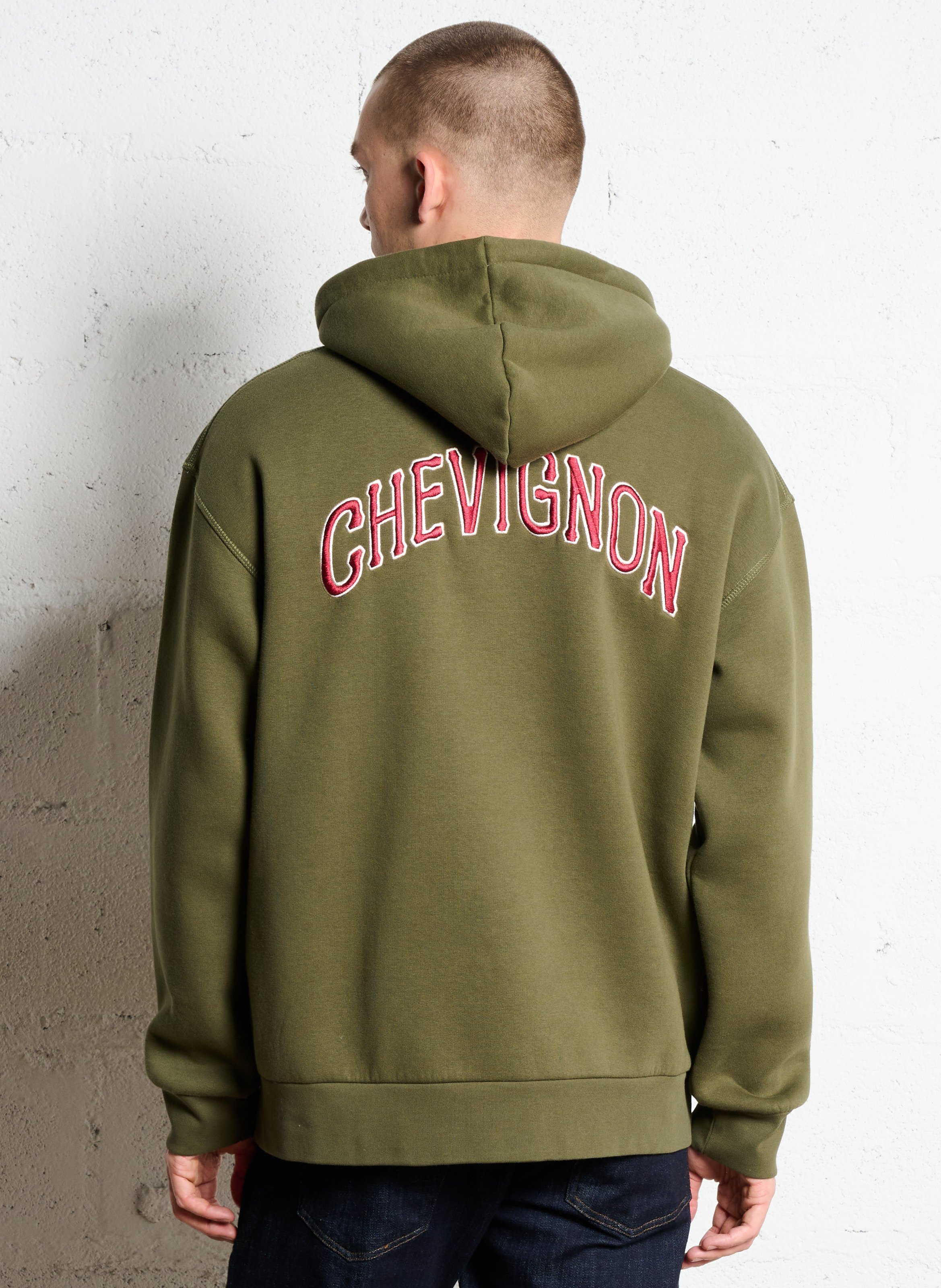 Sweat ample brodé en coton mélangé CHEVIGNON Kaki