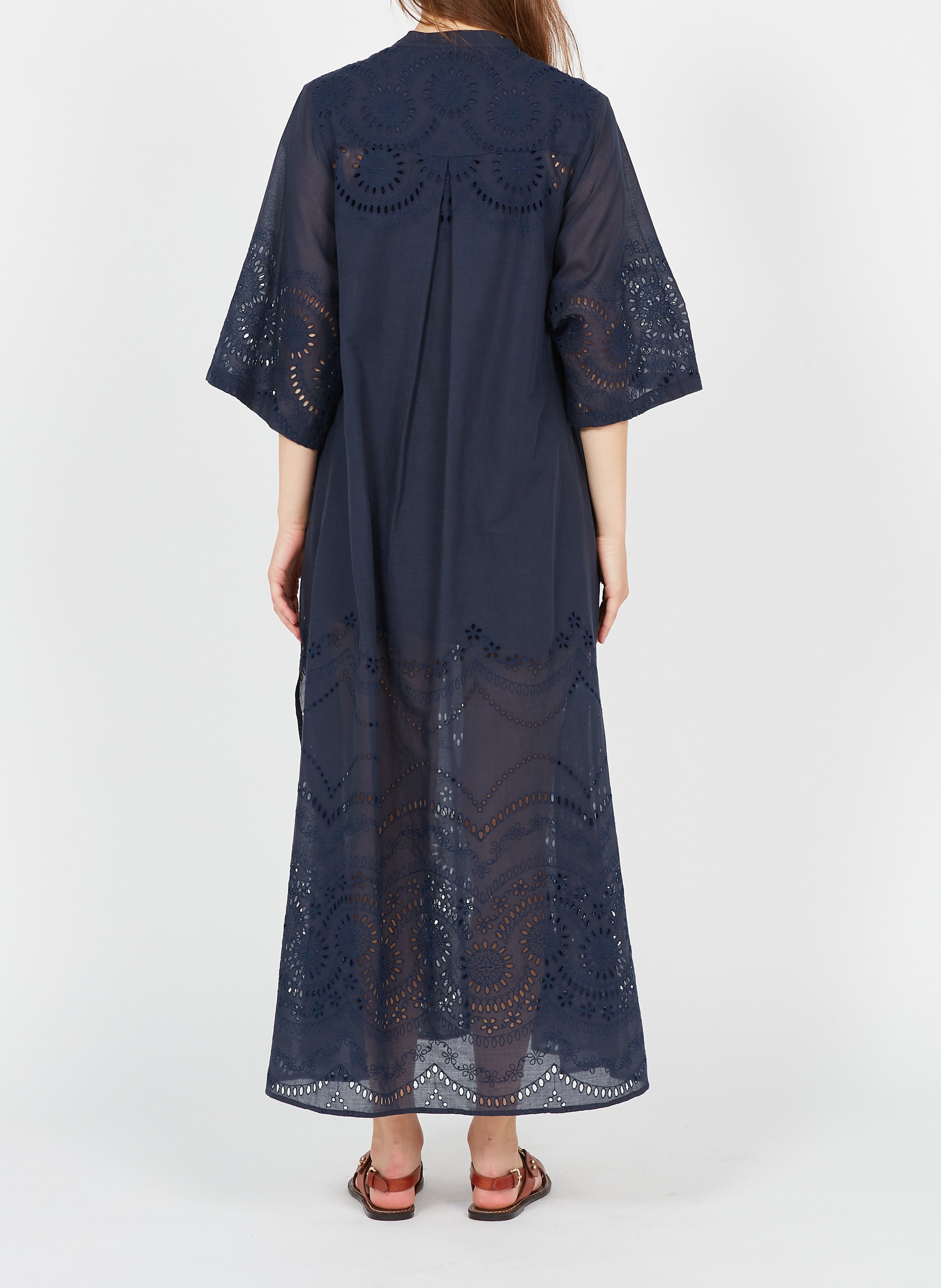 Robe longue col tunisien en coton PAUL AND JOE Bleu