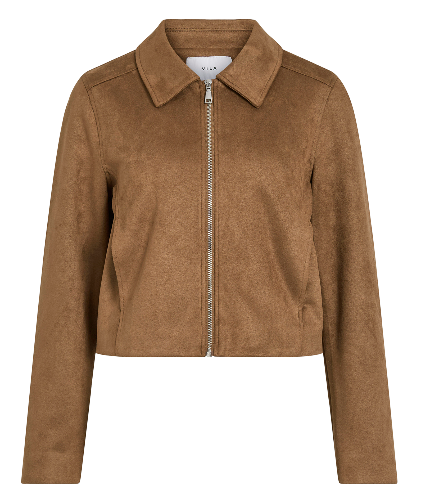 Veste courte zippée en suède VILA Marron