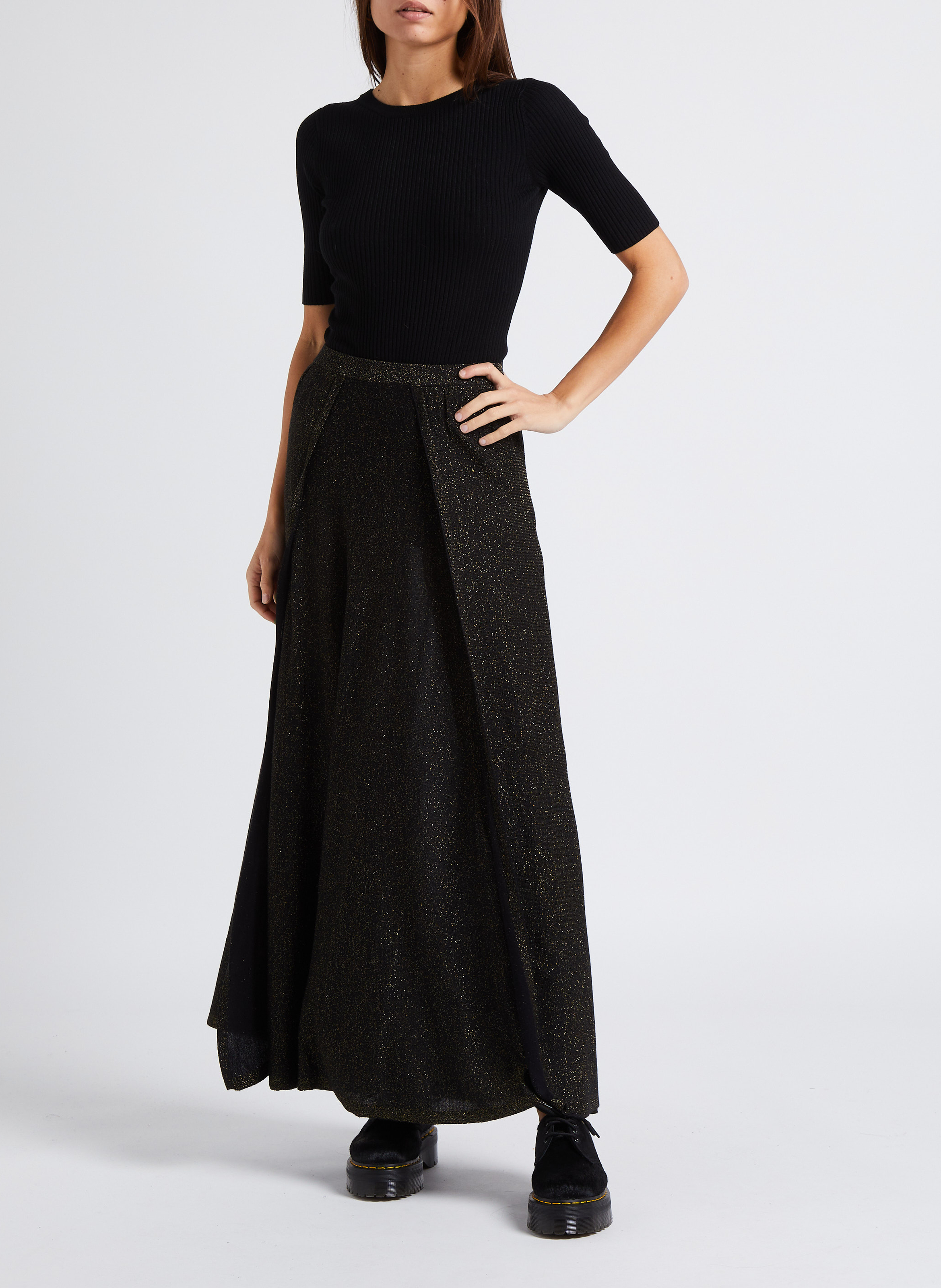 Langer Taillenrock mit Pailletten KARMA KOMA Schwarz
