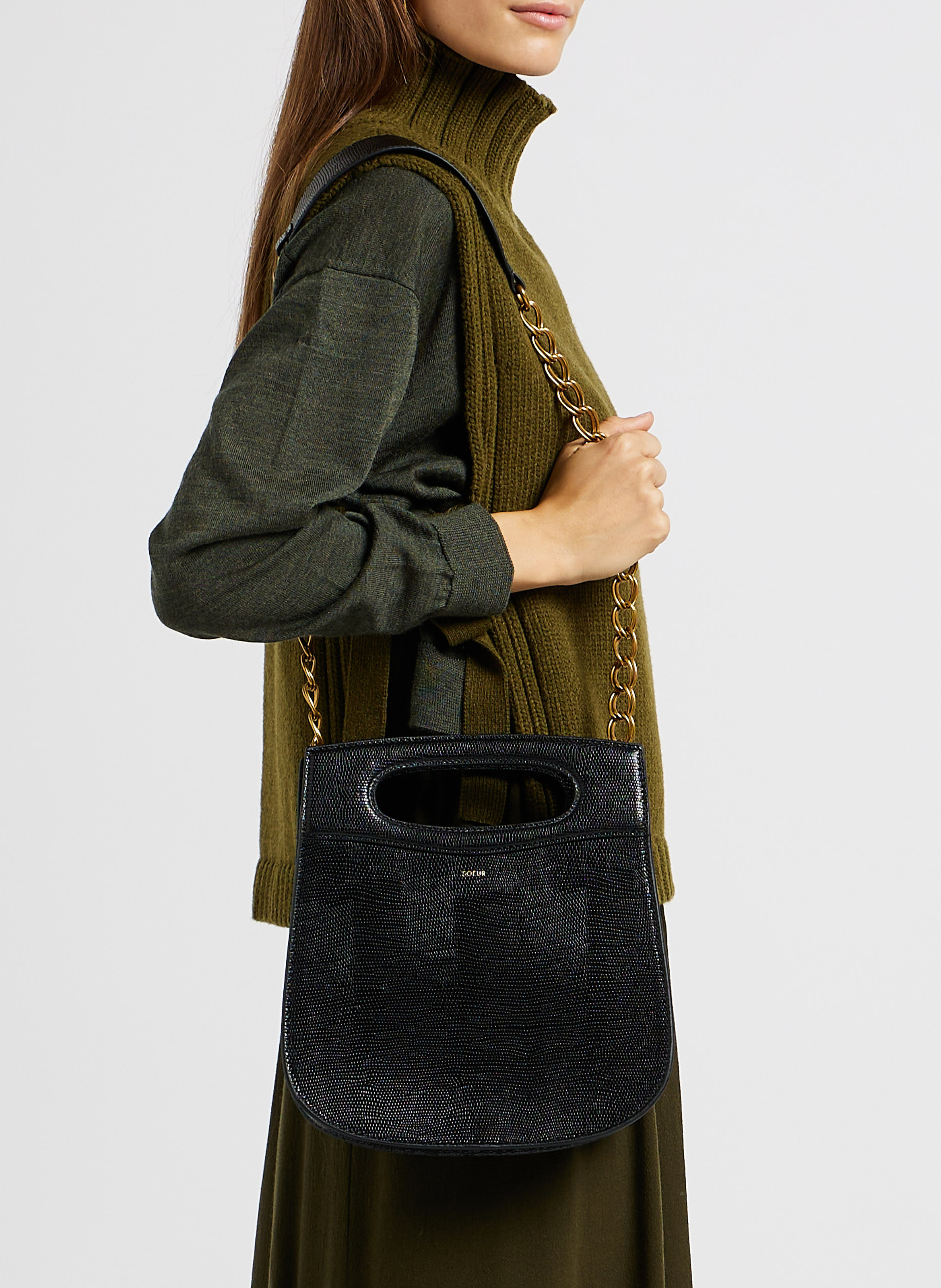 Sac bandoulière en cuir  SOEUR Noir