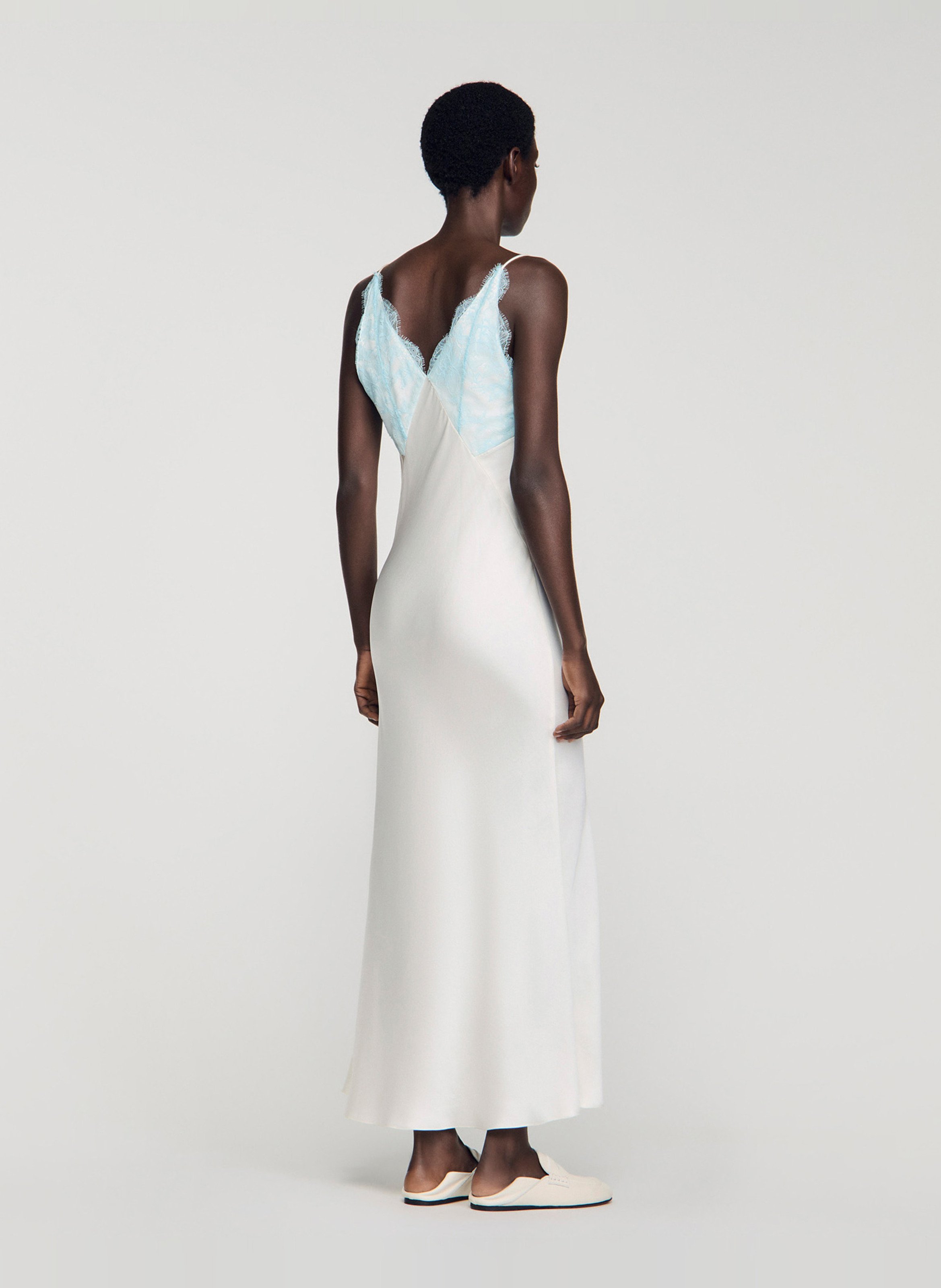 Long V-neck dress SANDRO Beige