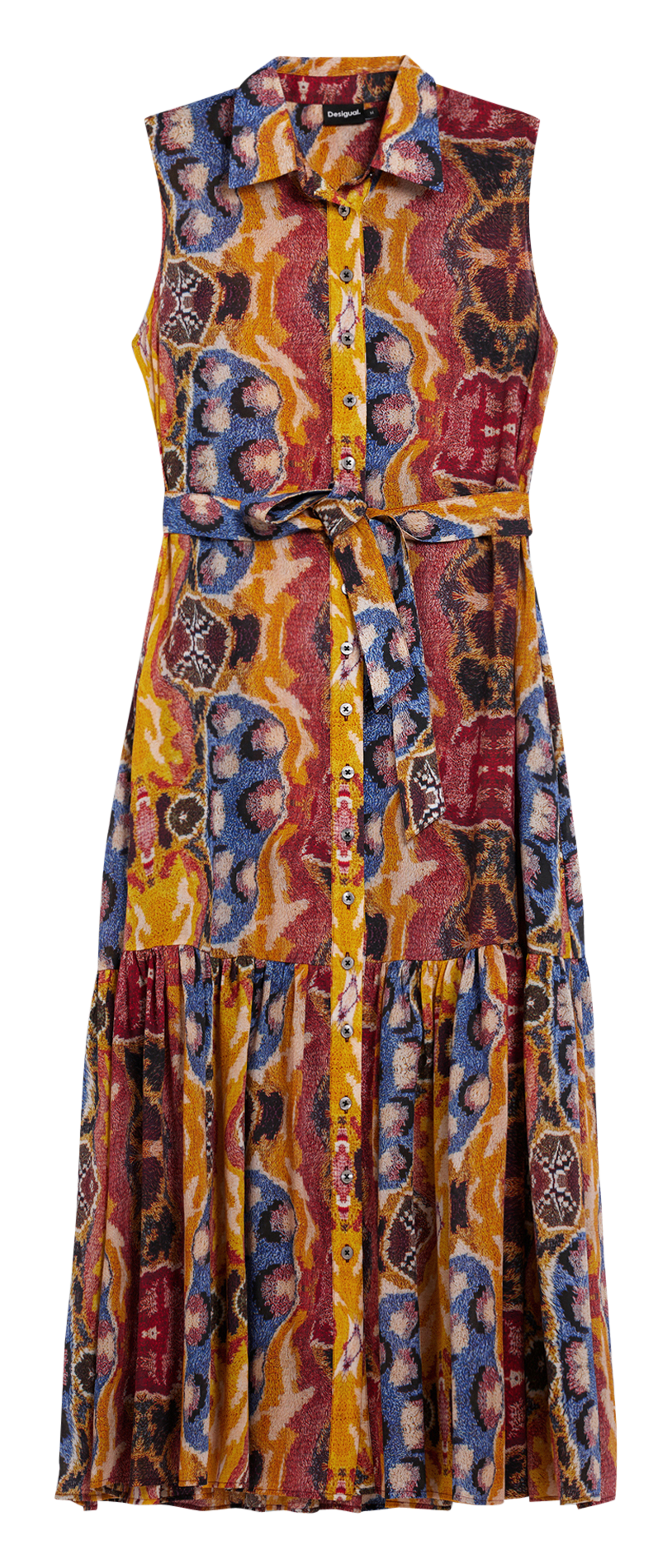 Bedrucktes Maxikleid mit klassischem Kragen DESIGUAL Mehrfarbig