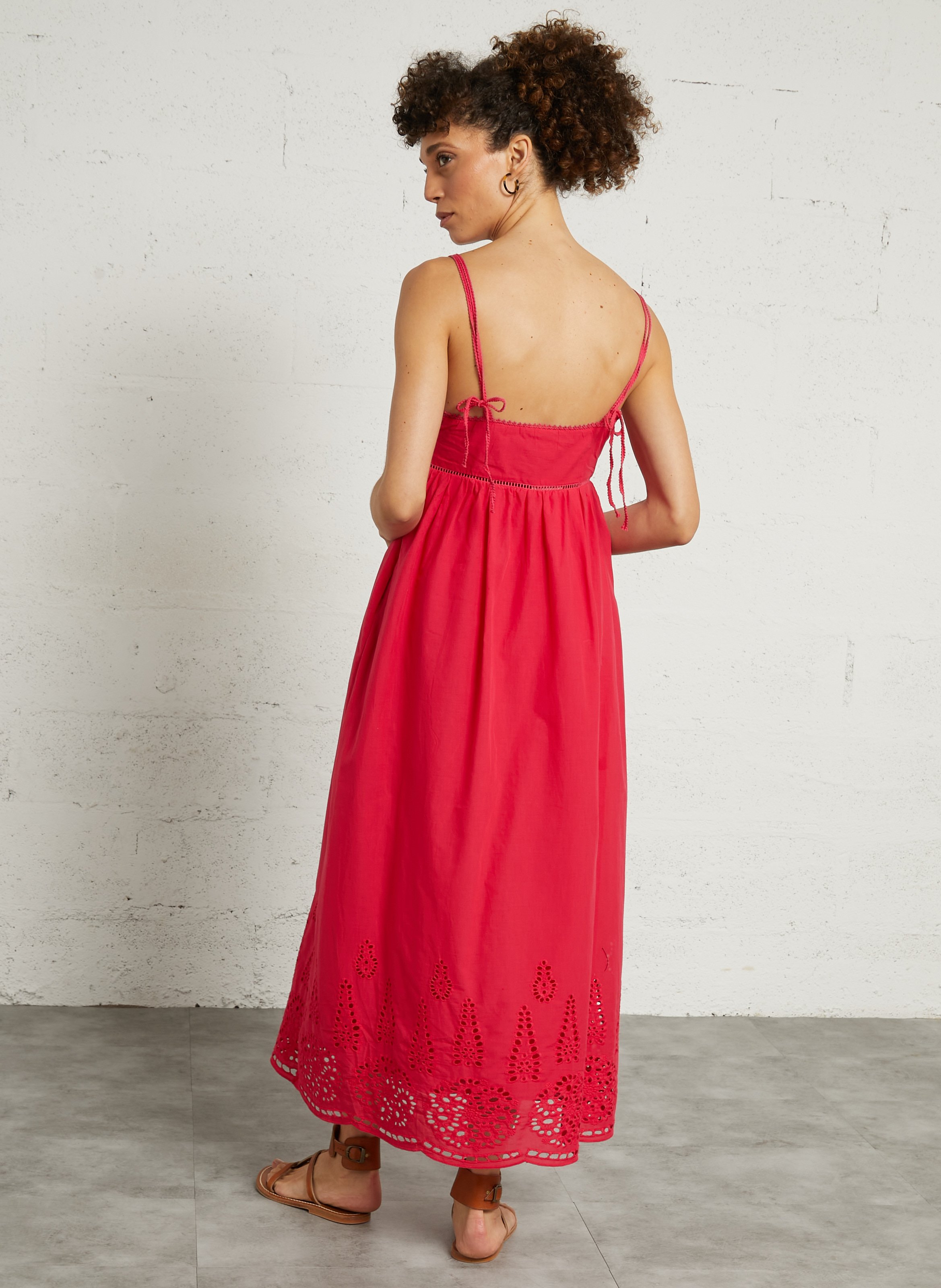 Loose triangle dress with embroideries THE KORNER Purple