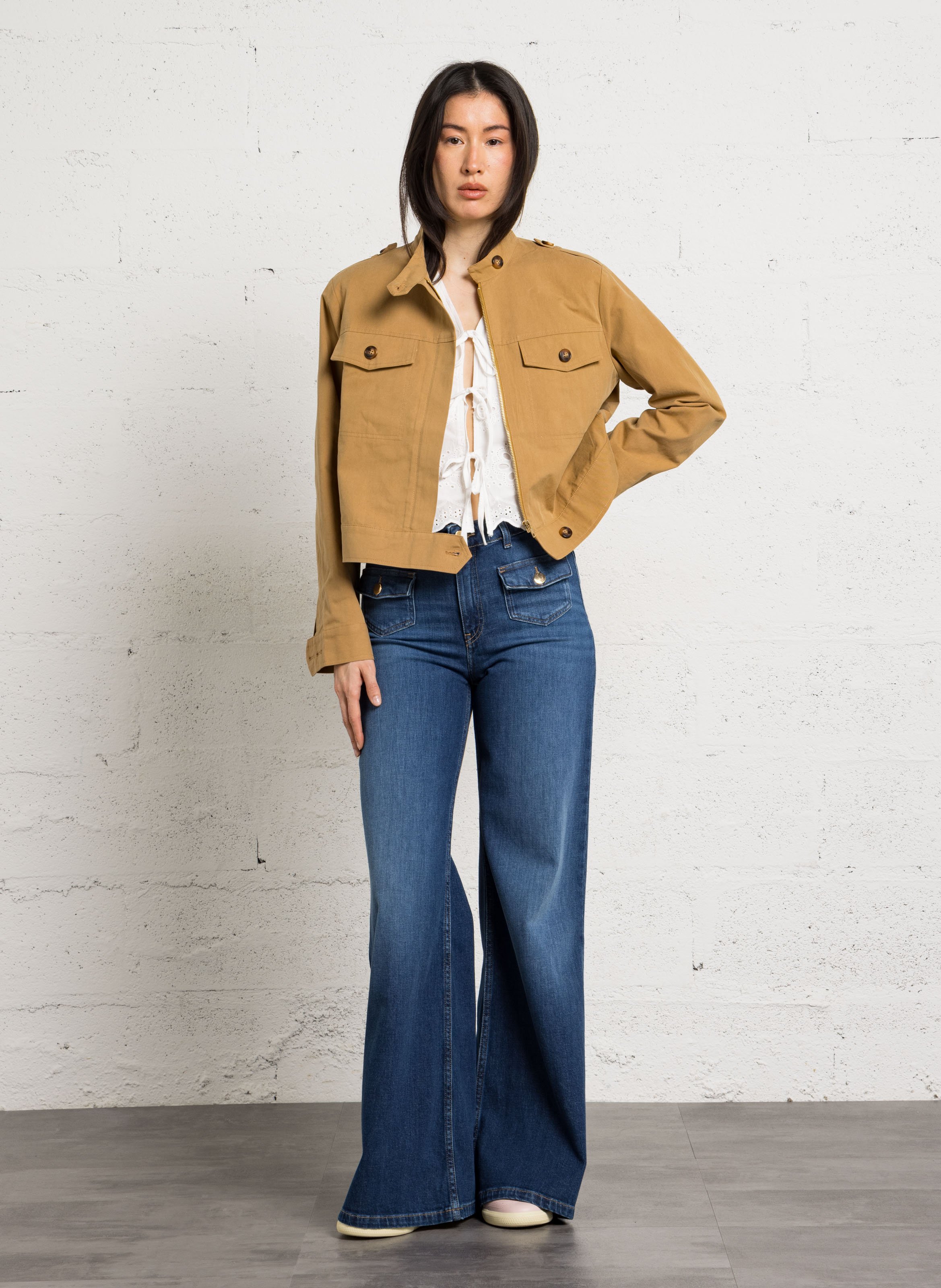 High-neck cotton-blend jacket LA PETITE ETOILE Brown