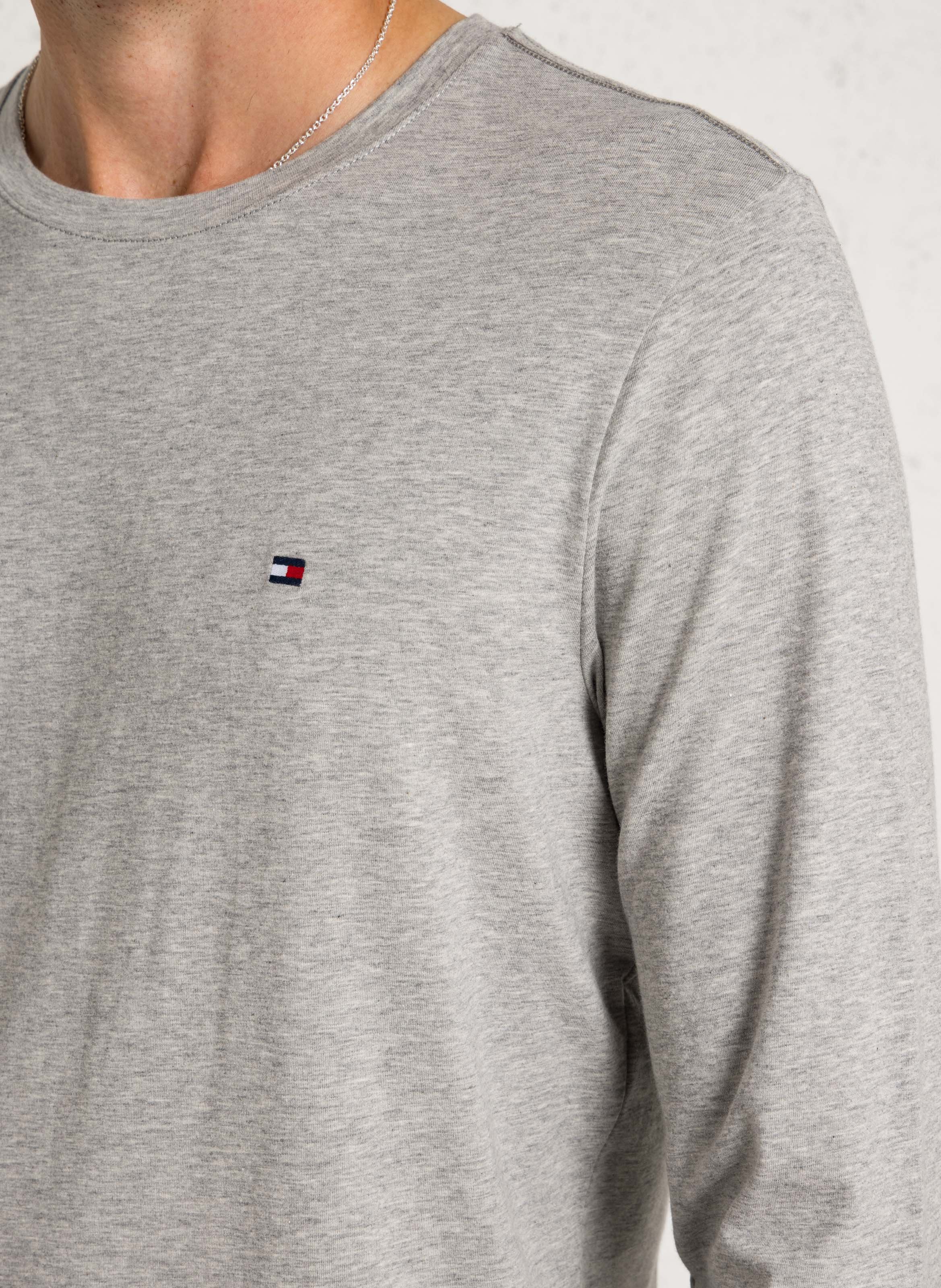 Tee-shirt col rond regular-fit brodé en coton bio TOMMY HILFIGER Gris