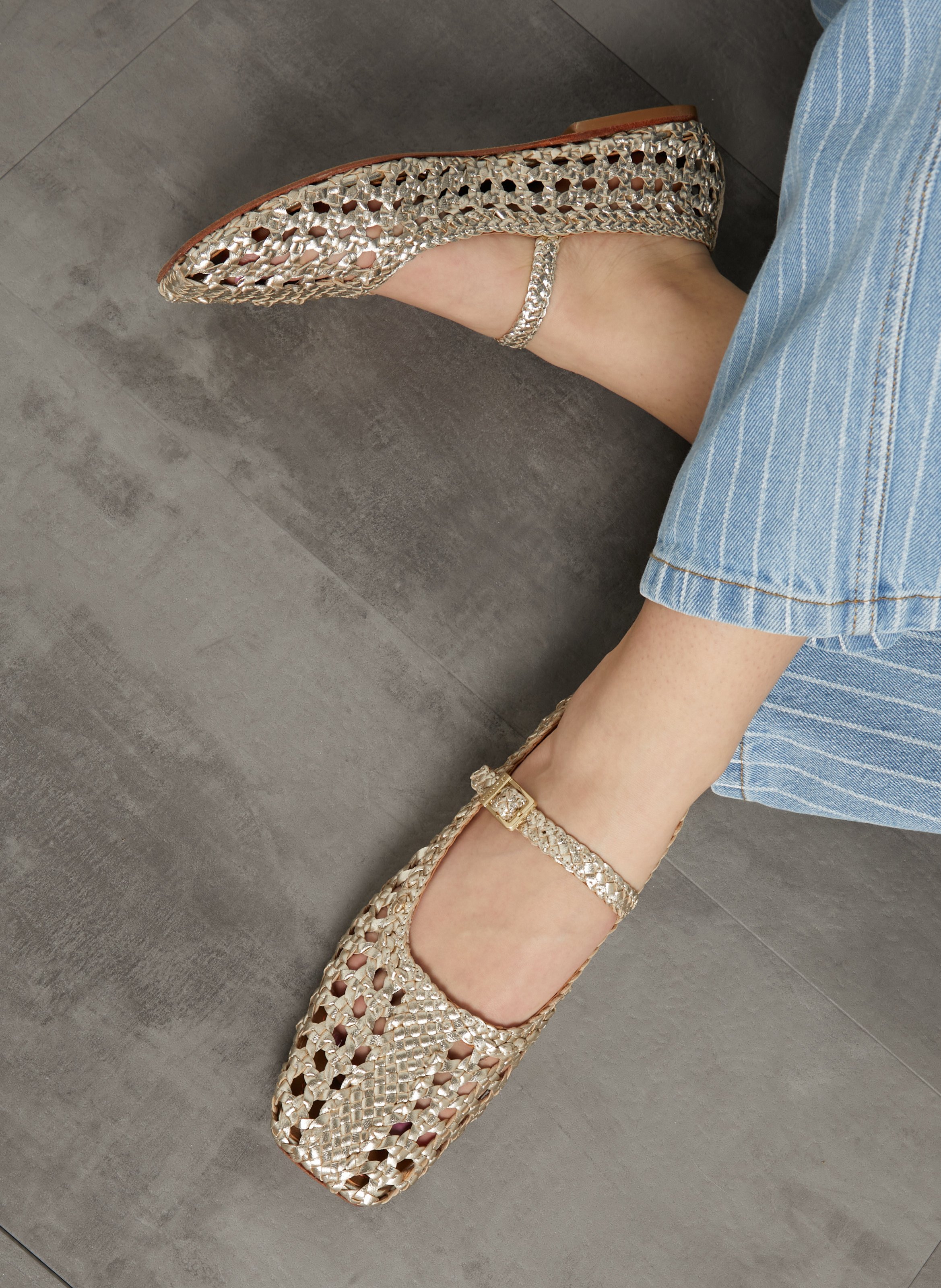 Ballerinas aus geflochtenem Leder JB MARTIN Golden