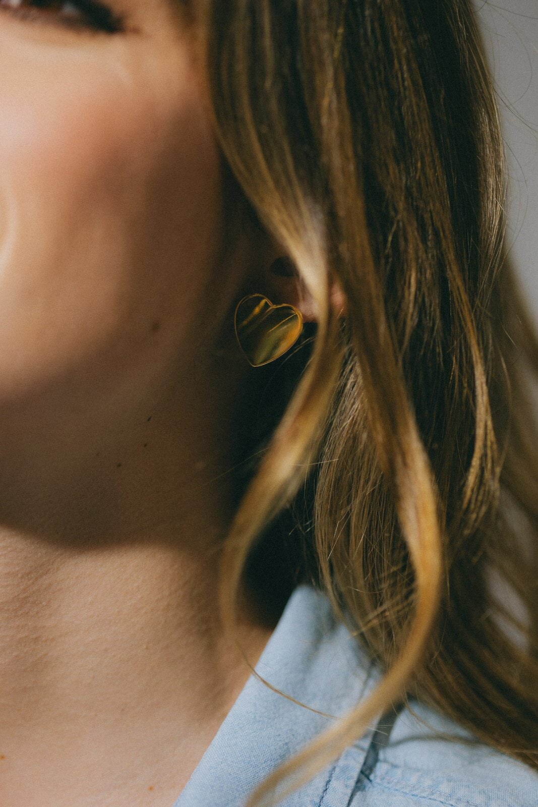 Heart-shaped silver-plated stud earrings Golden