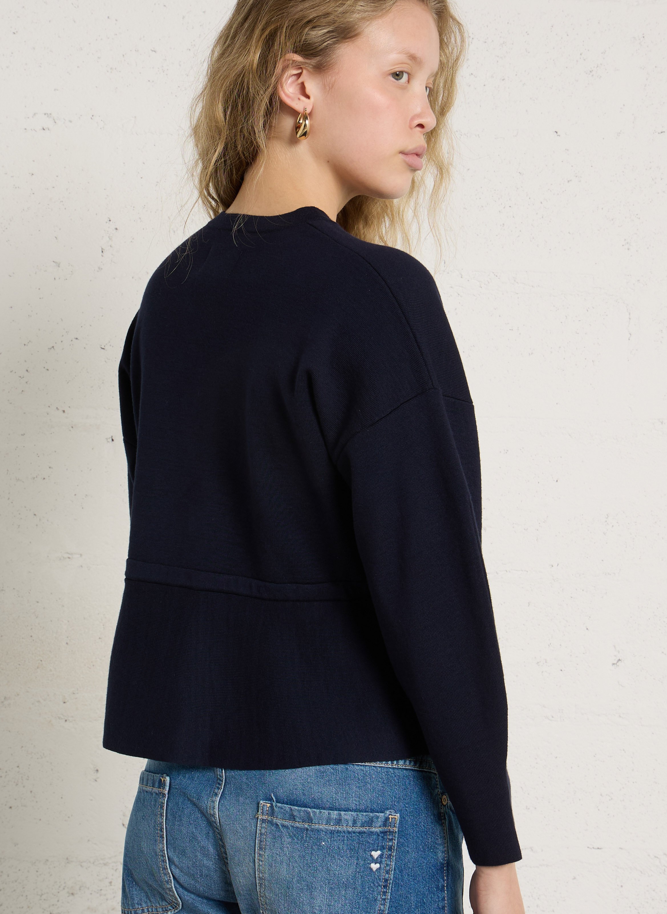 Cardigan en coton mélangé DES PETITS HAUTS Bleu