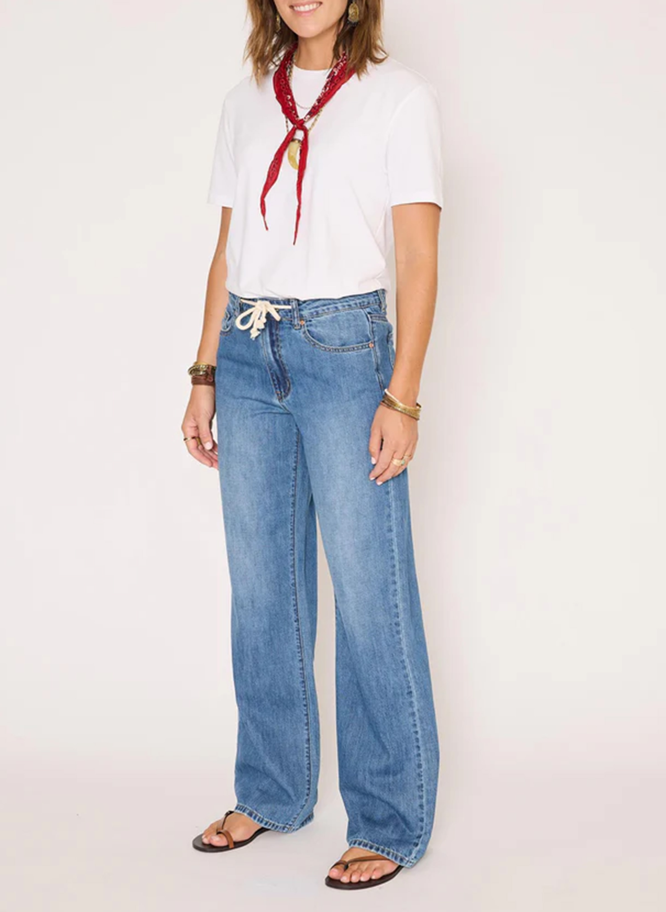 Cotton-blend wide-leg jeans MKT Blue