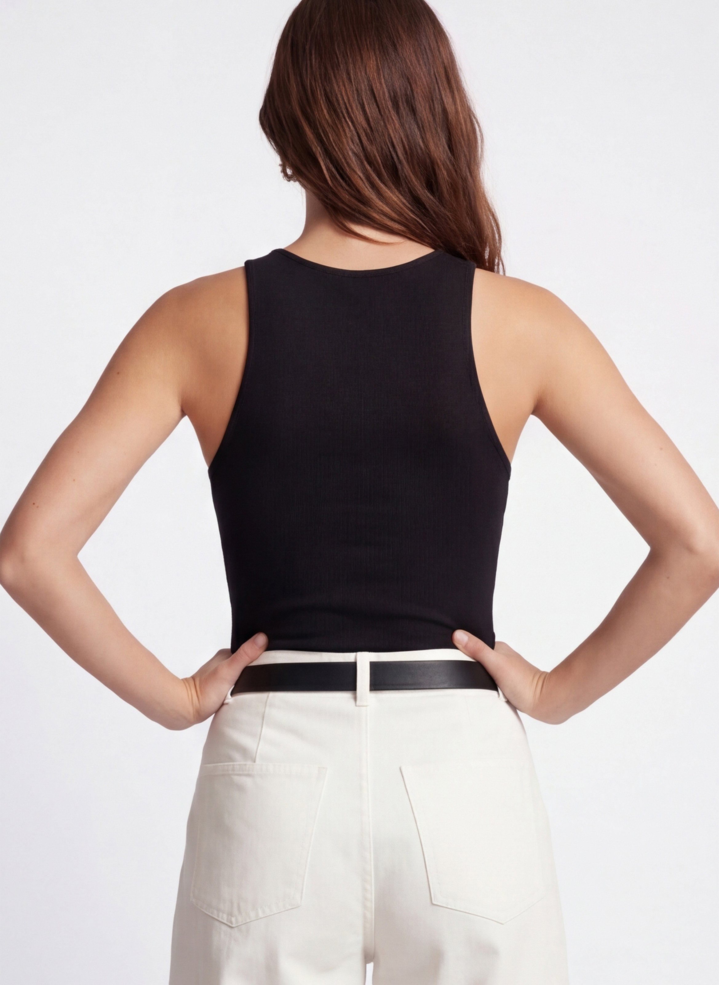 Fitted tank top in blended cotton KOOKAI Black