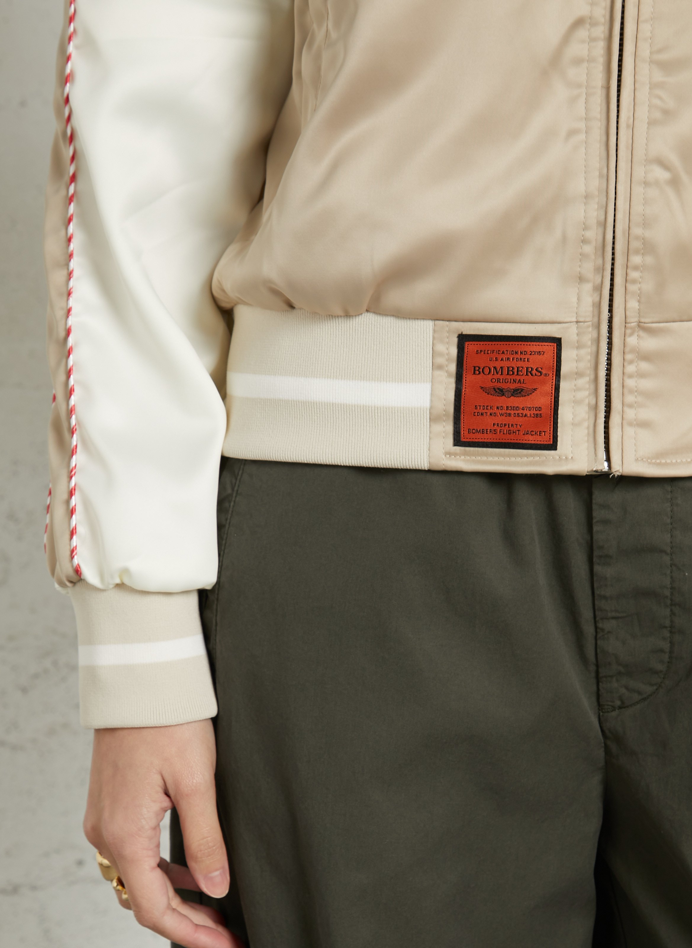 Straight jacket with embroidered teddy collar BOMBERS ORIGINAL Beige