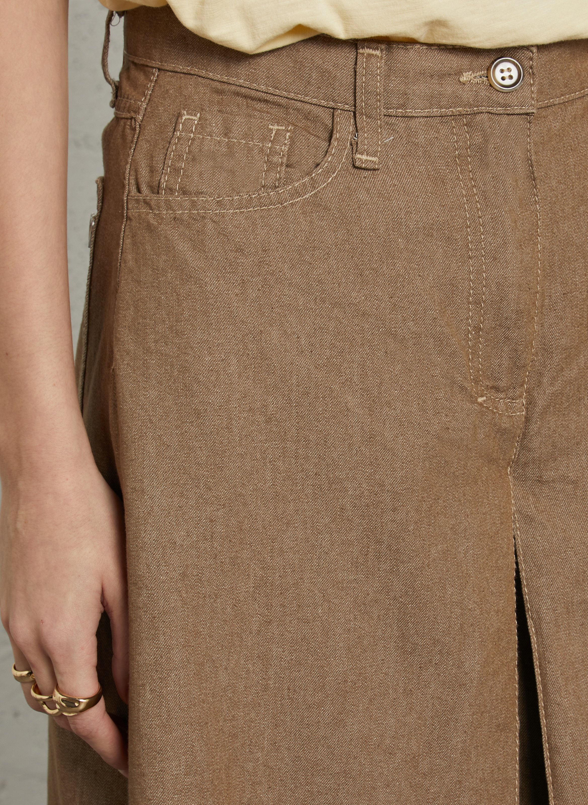 Cotton blend culottes skirt pants PLEASE Green