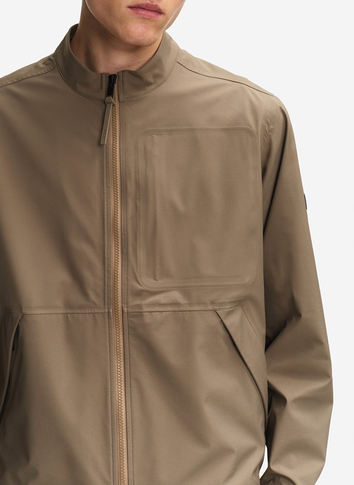 Solid zip-up straight jacket AIGLE Brown
