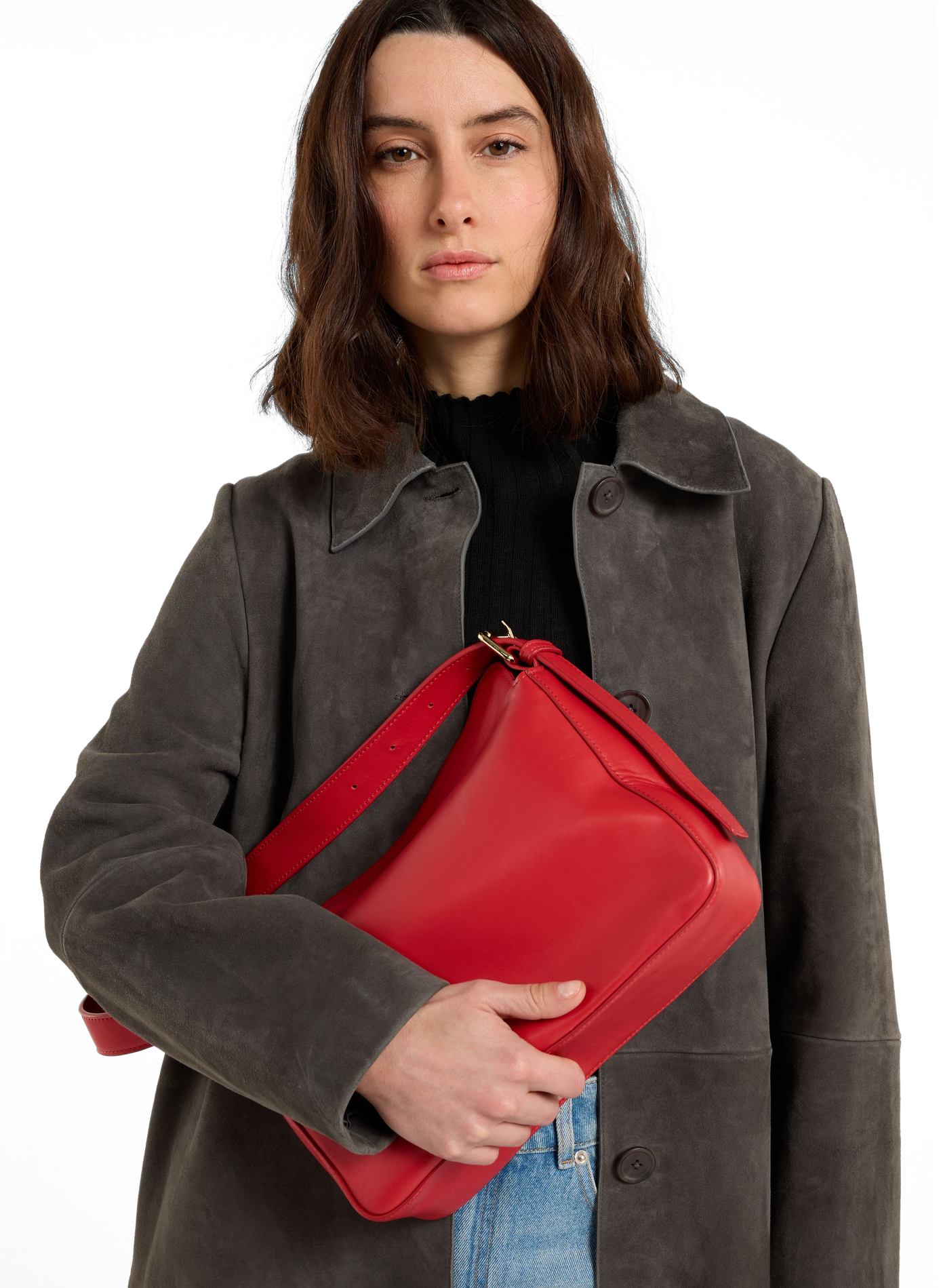 Bowlingtasche aus genarbtem Leder mit Reißverschluss SAISON 1865 Rot