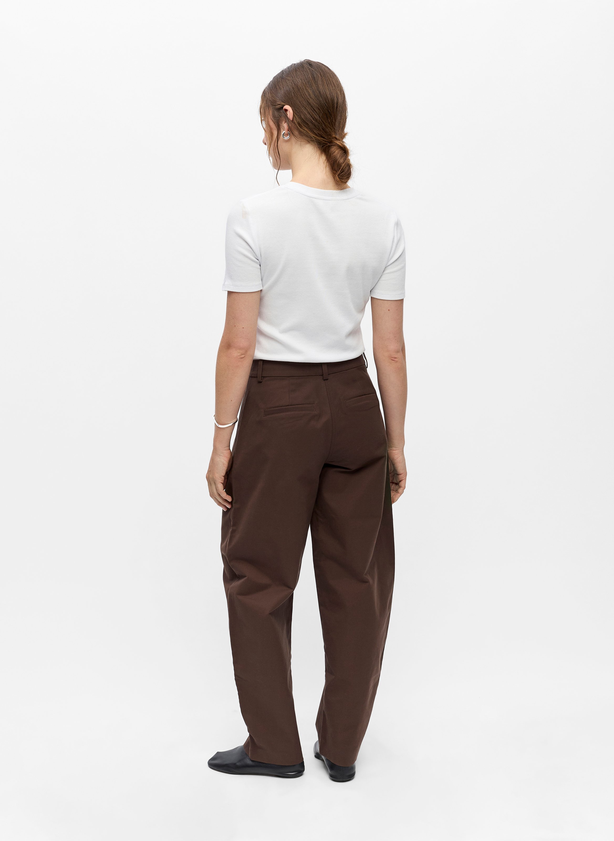 Barrel pants in mixed organic cotton OBJECT Brown