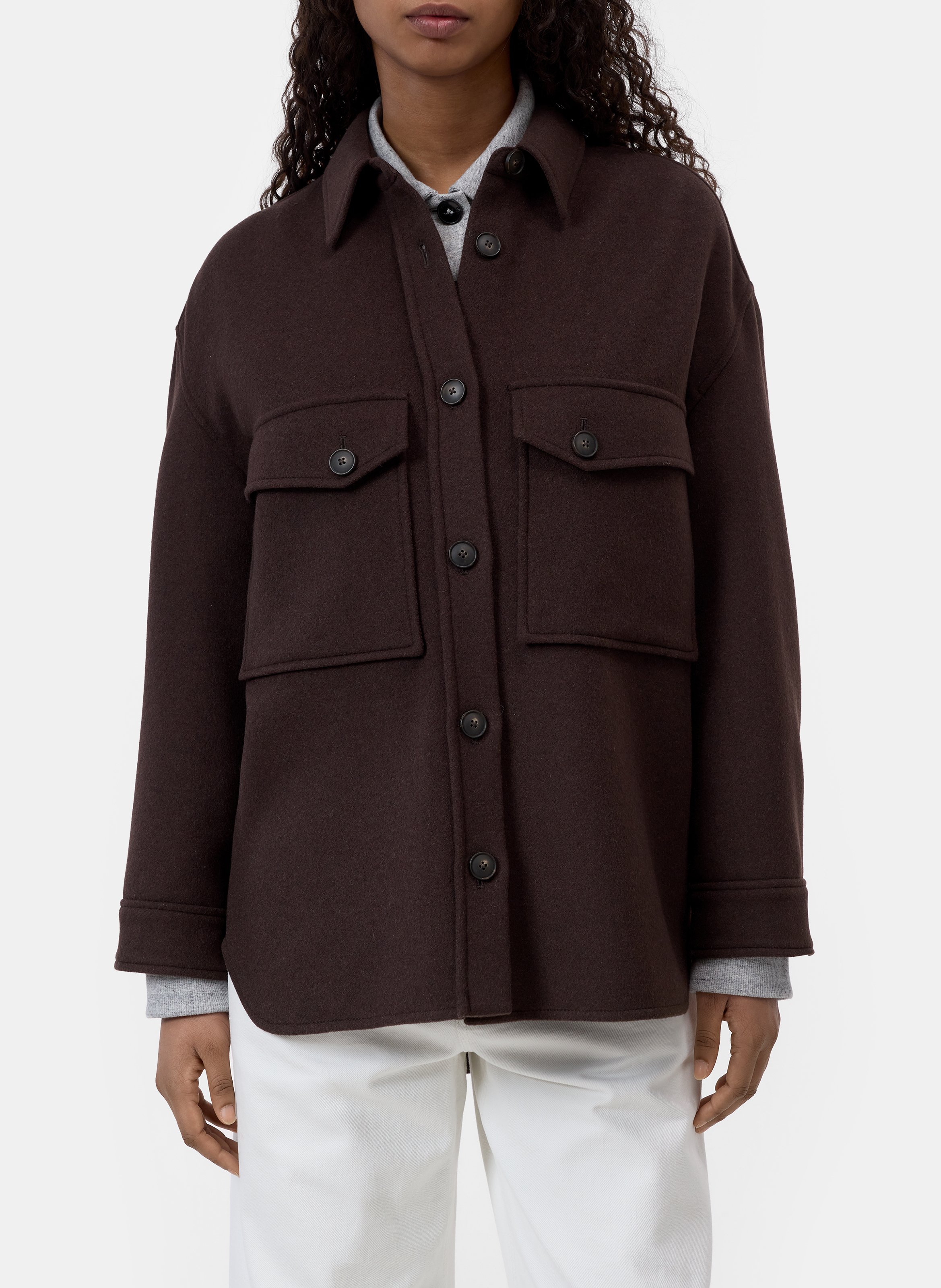Oversized long wool blend jacket CLOSED Brown