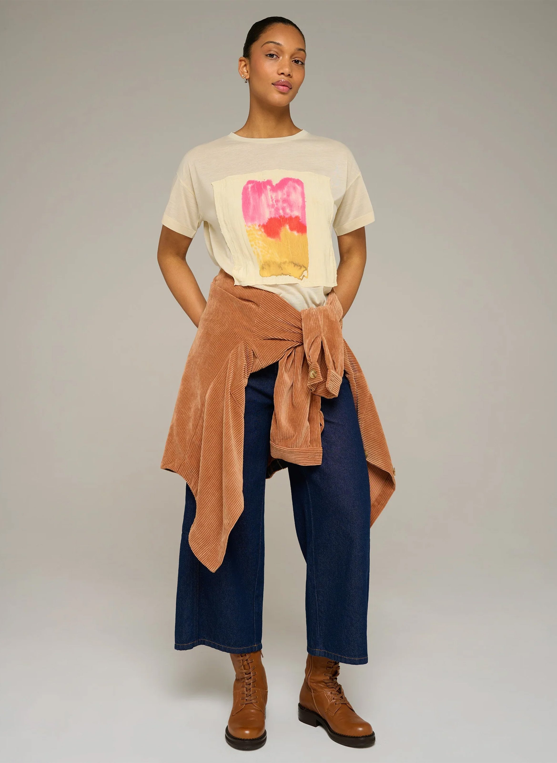 Losse bedrukte T-shirt COTELAC ACOTE Beige