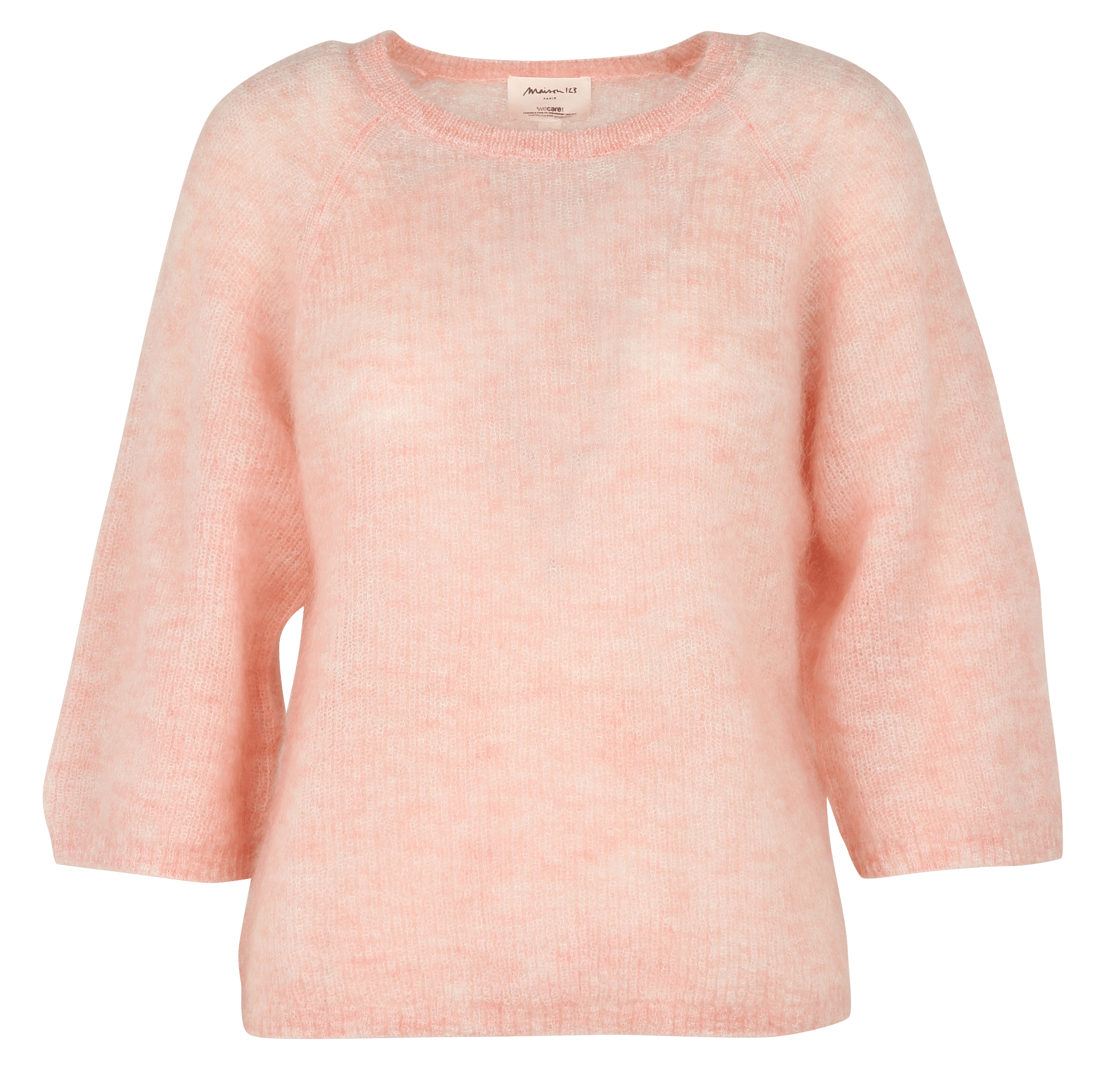 Straight round neck mohair blend sweater MAISON 123 Pink